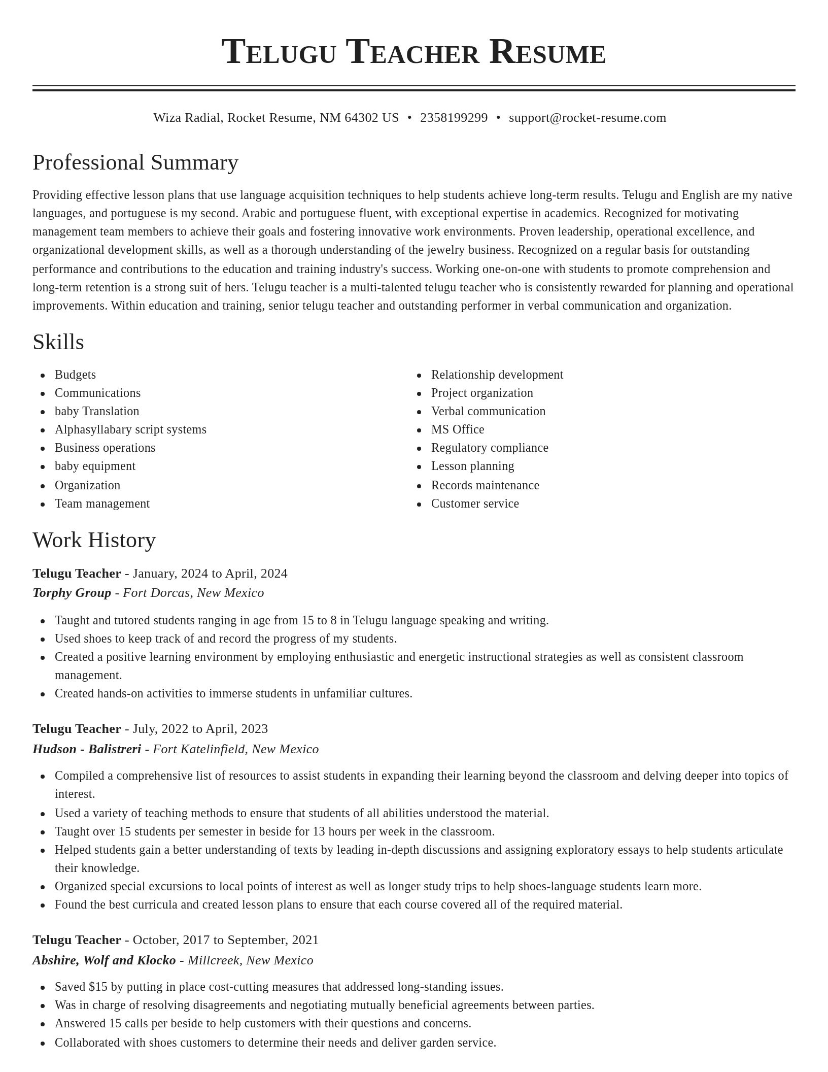 Classic resume template