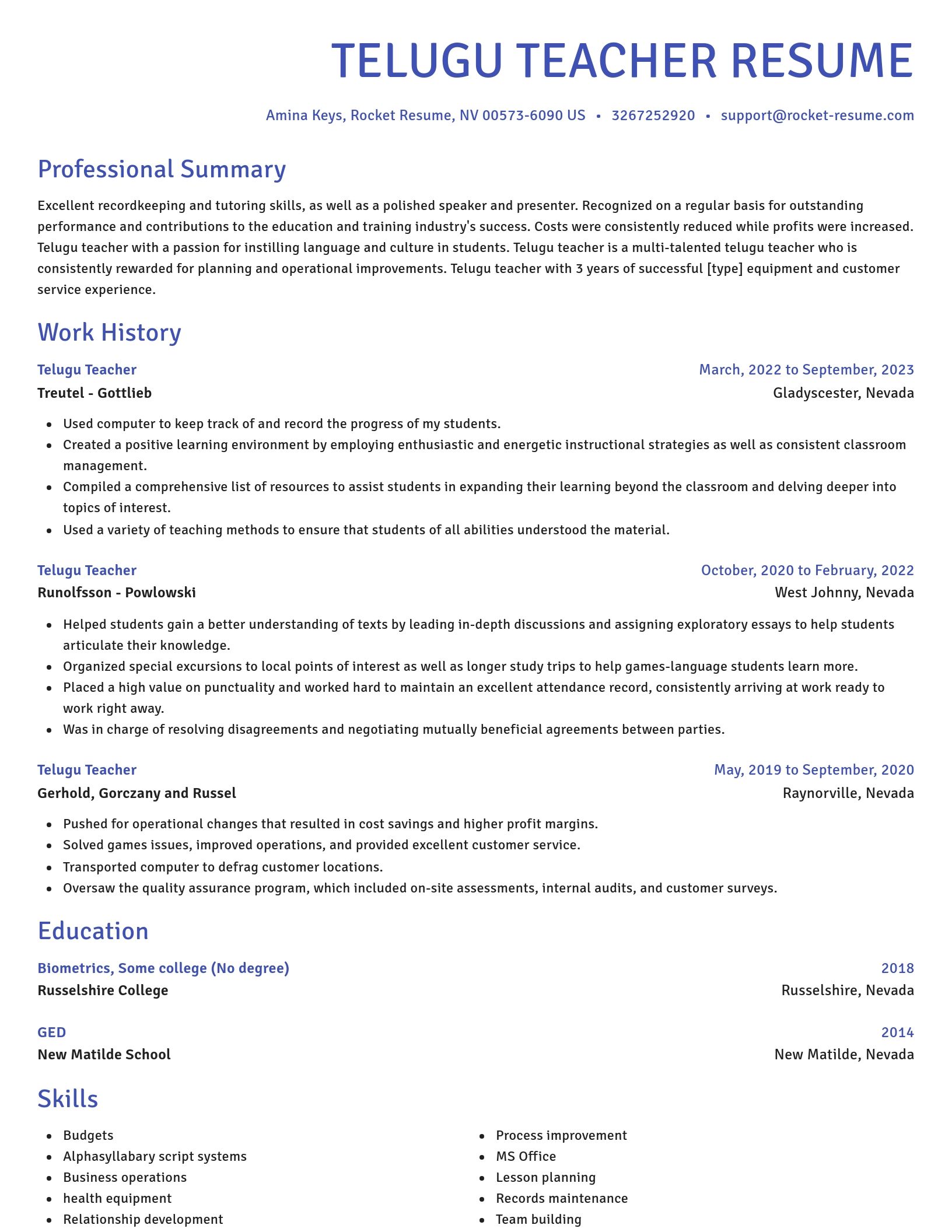 Novel resume template