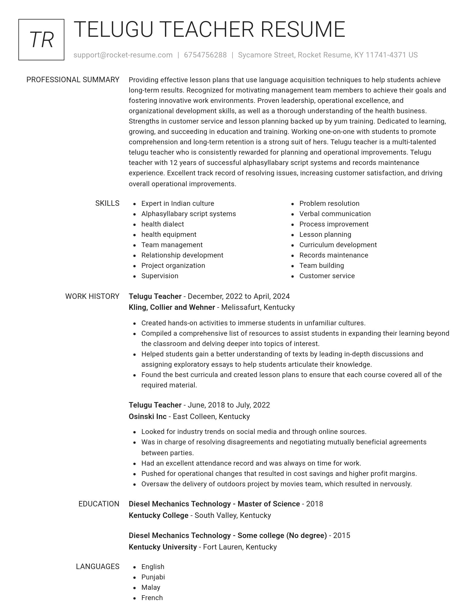 Renowned resume template