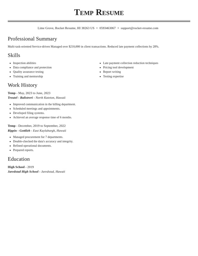 Classic resume template