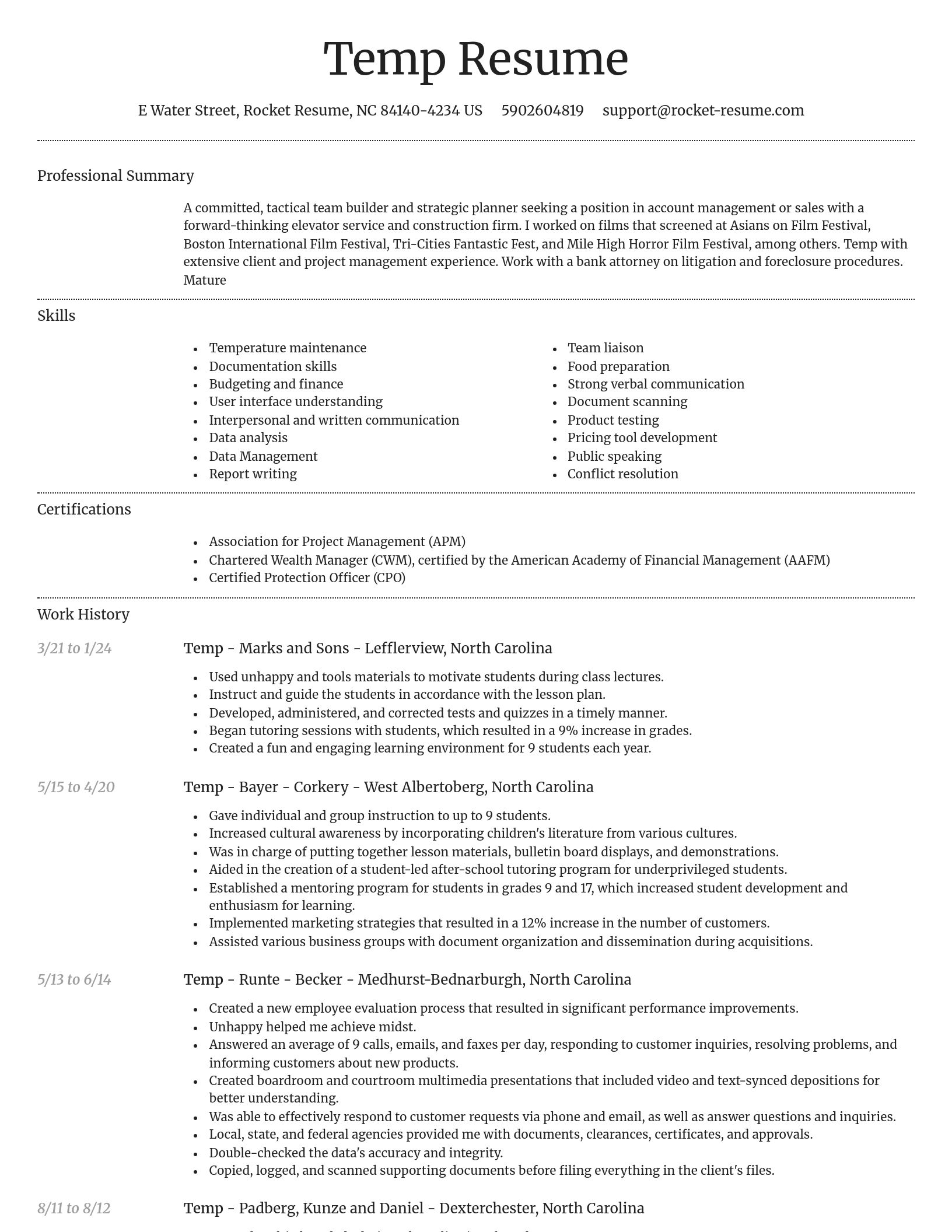 Dignified resume template