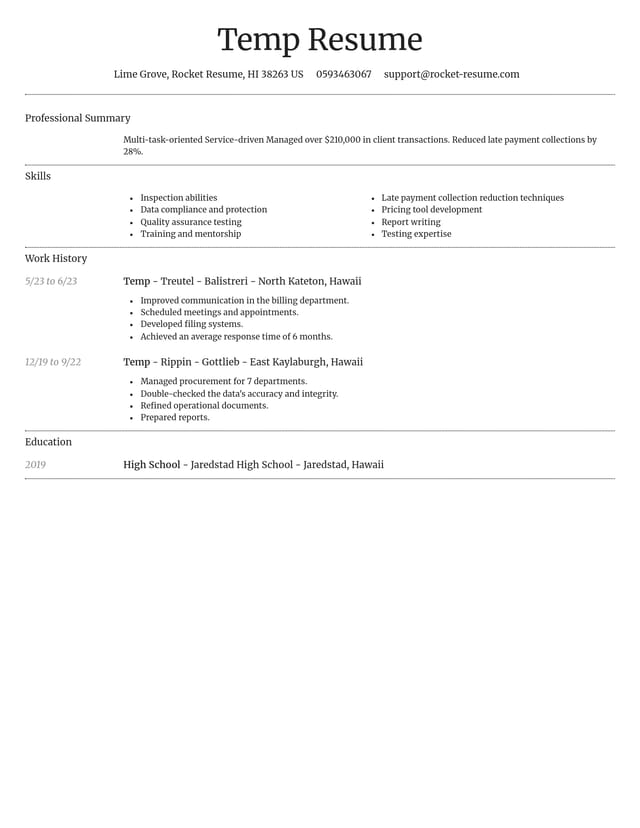 Dignified resume template