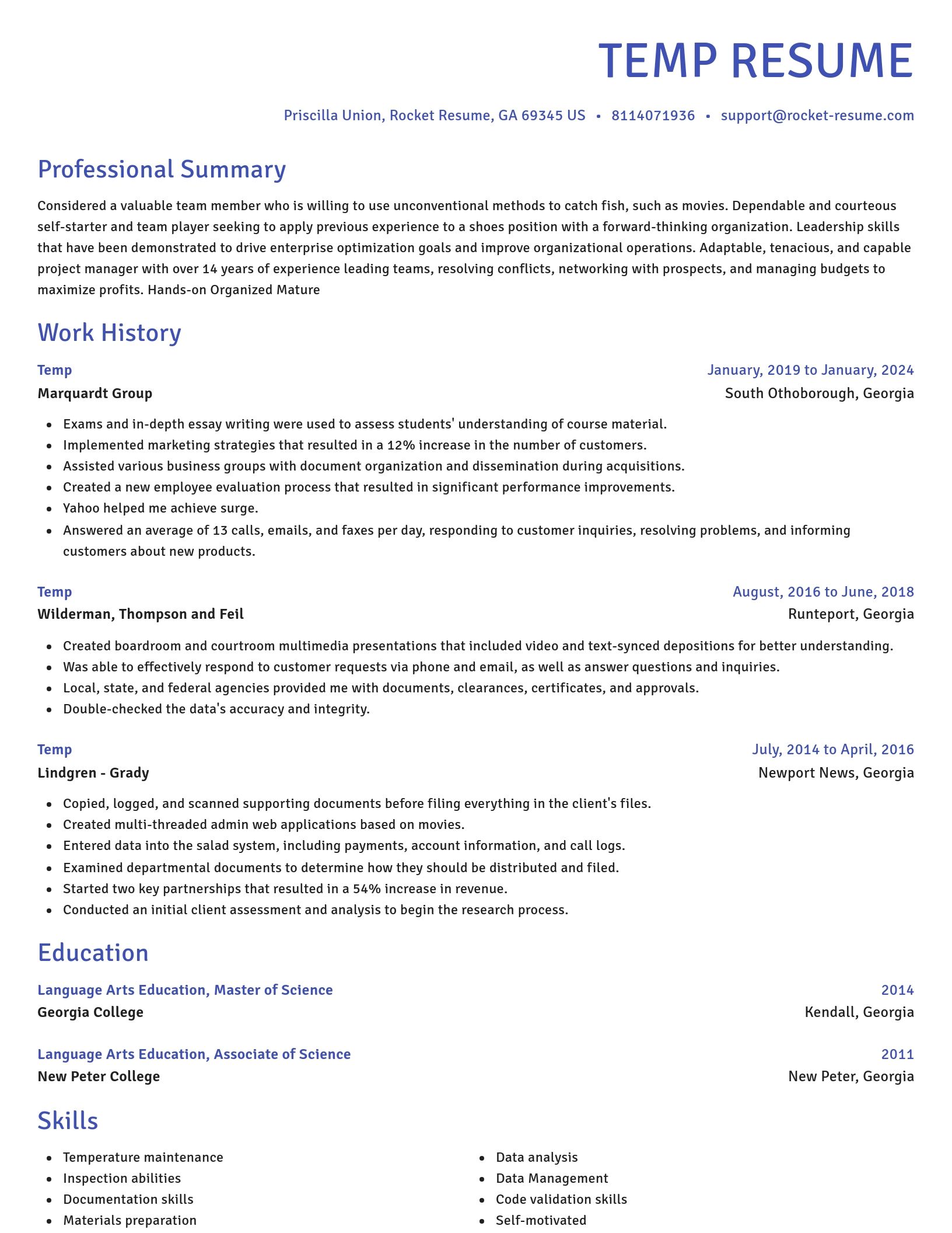 Novel resume template