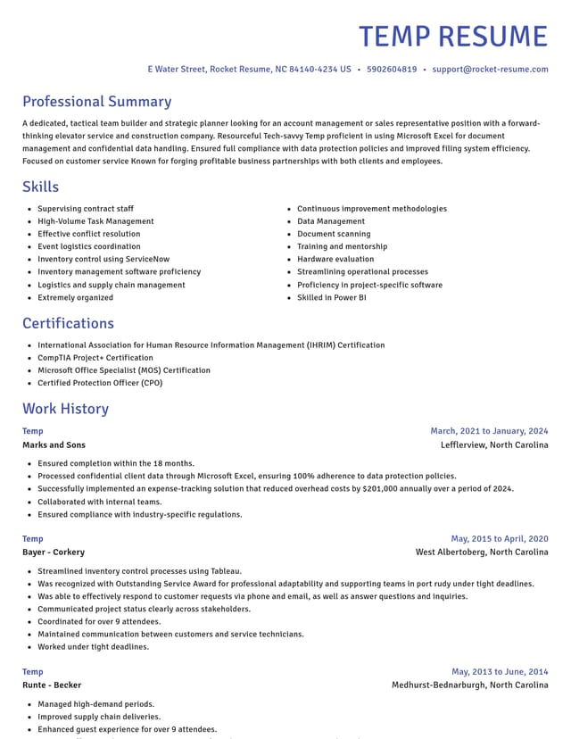 Novel resume template