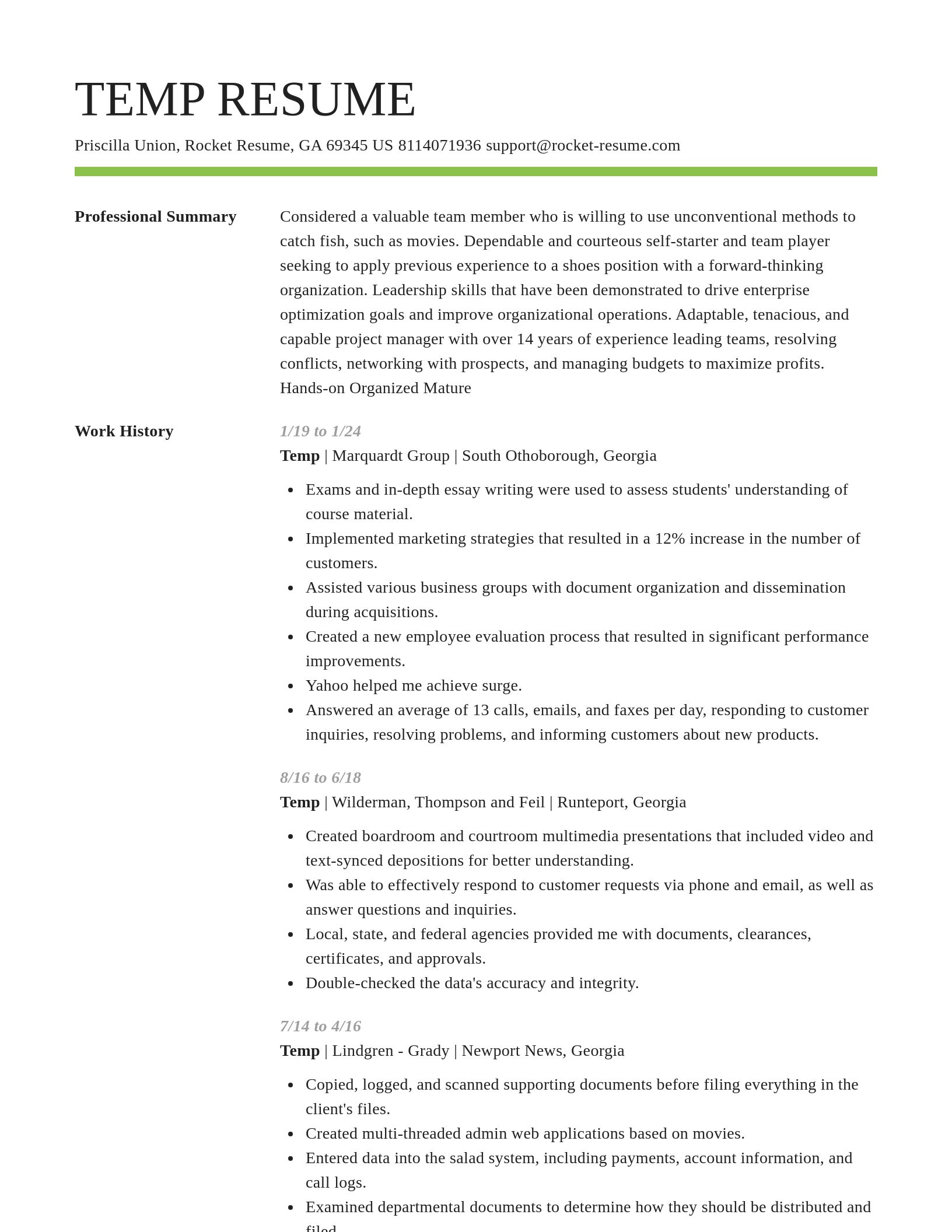 Smart resume template