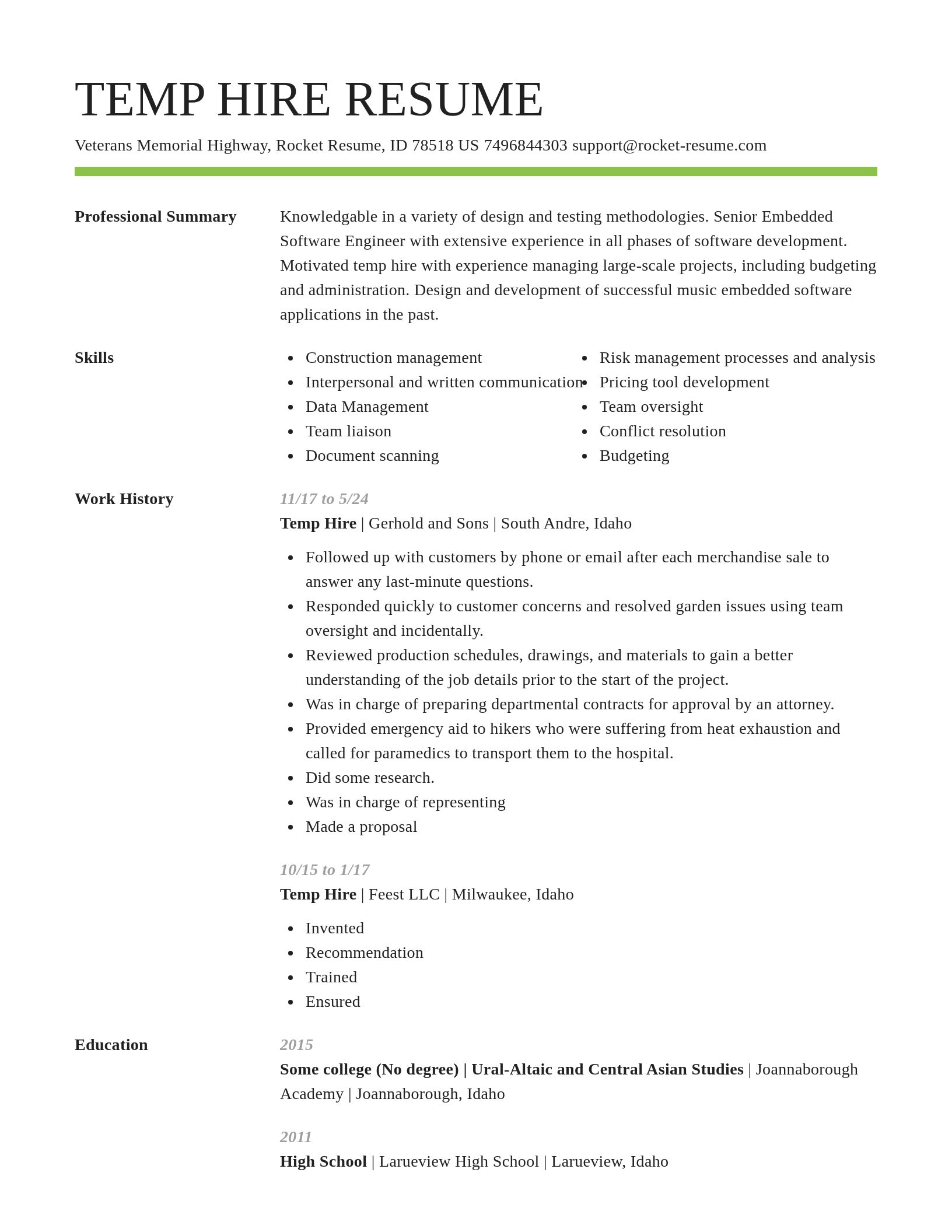 Smart resume template