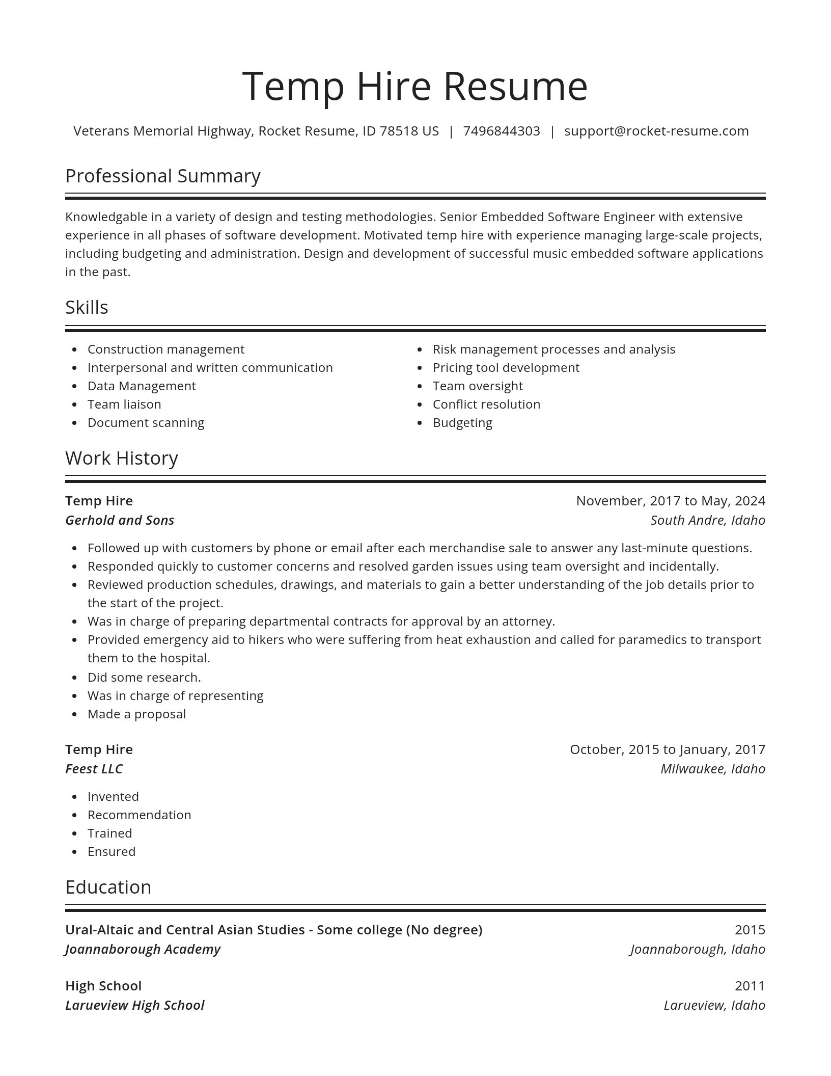 Spotlight resume template