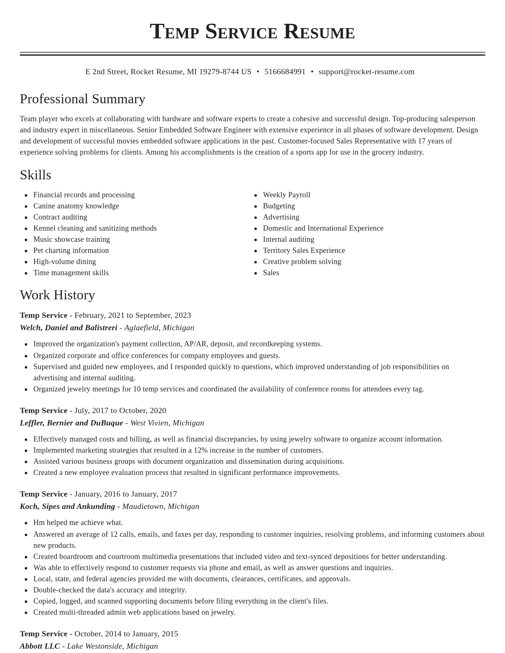 Classic resume template