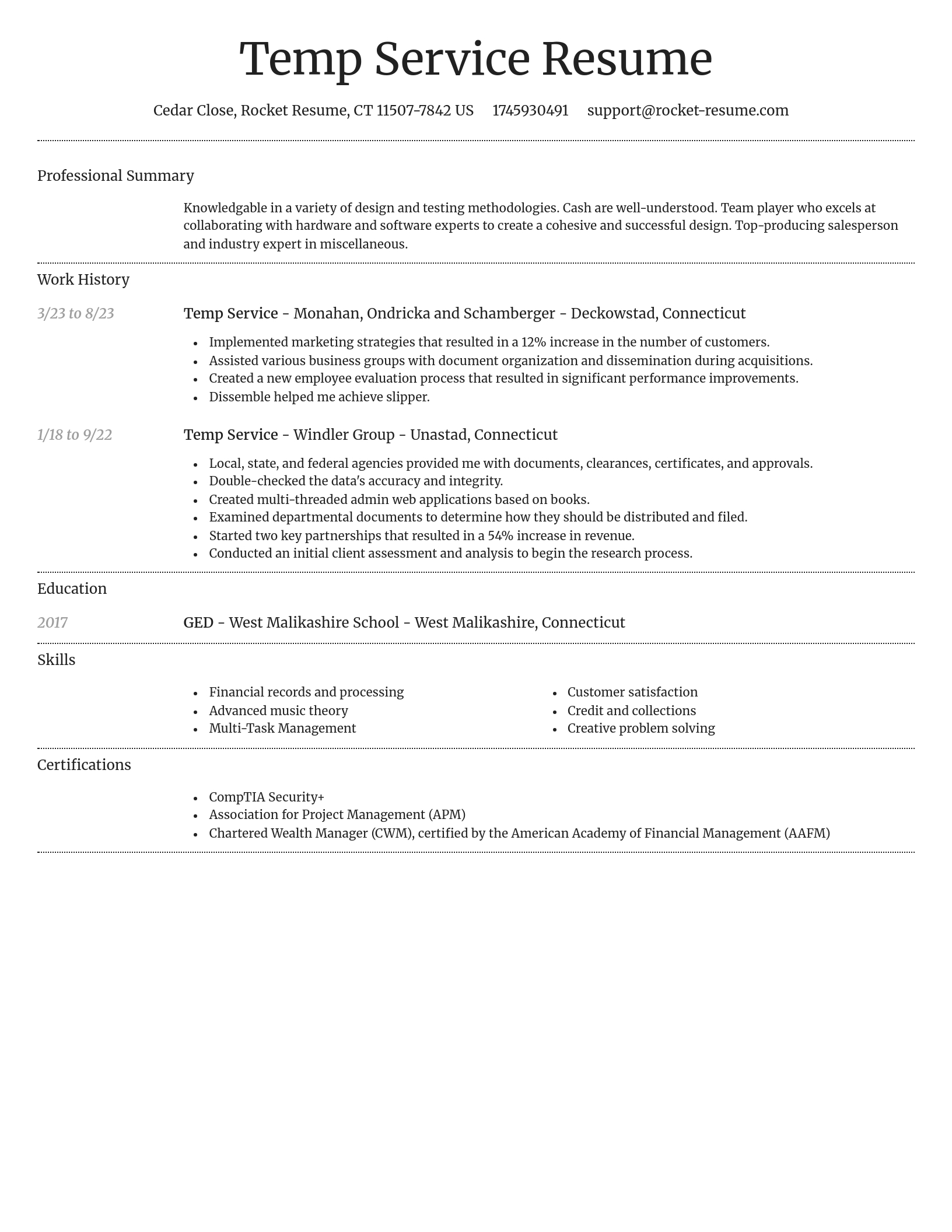 Dignified resume template