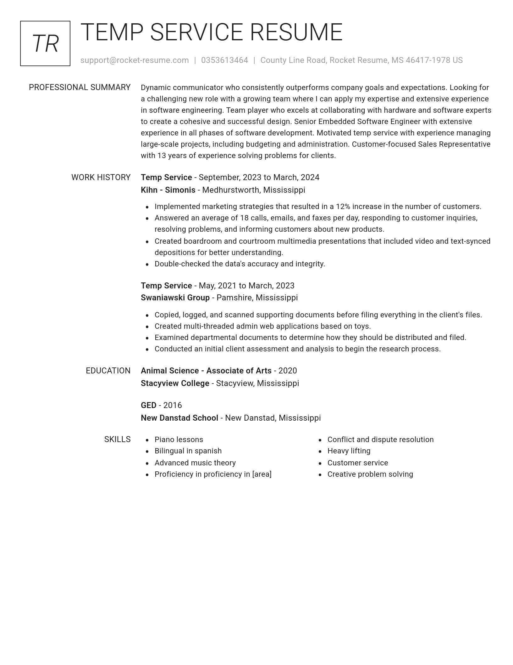 Renowned resume template