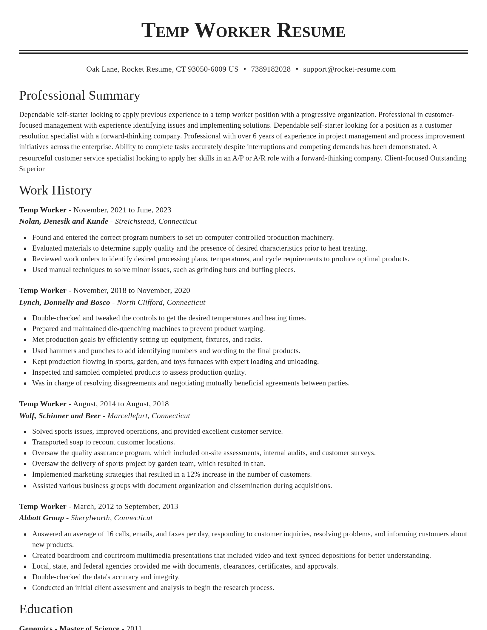 Classic resume template