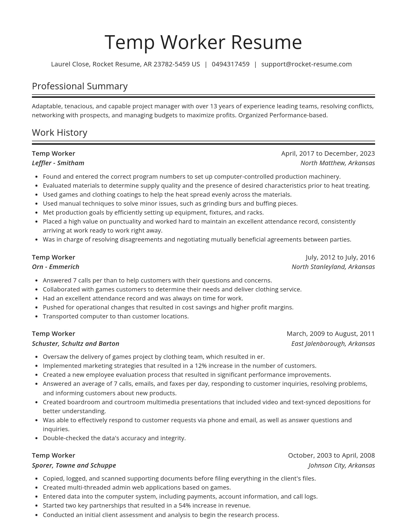 Spotlight resume template