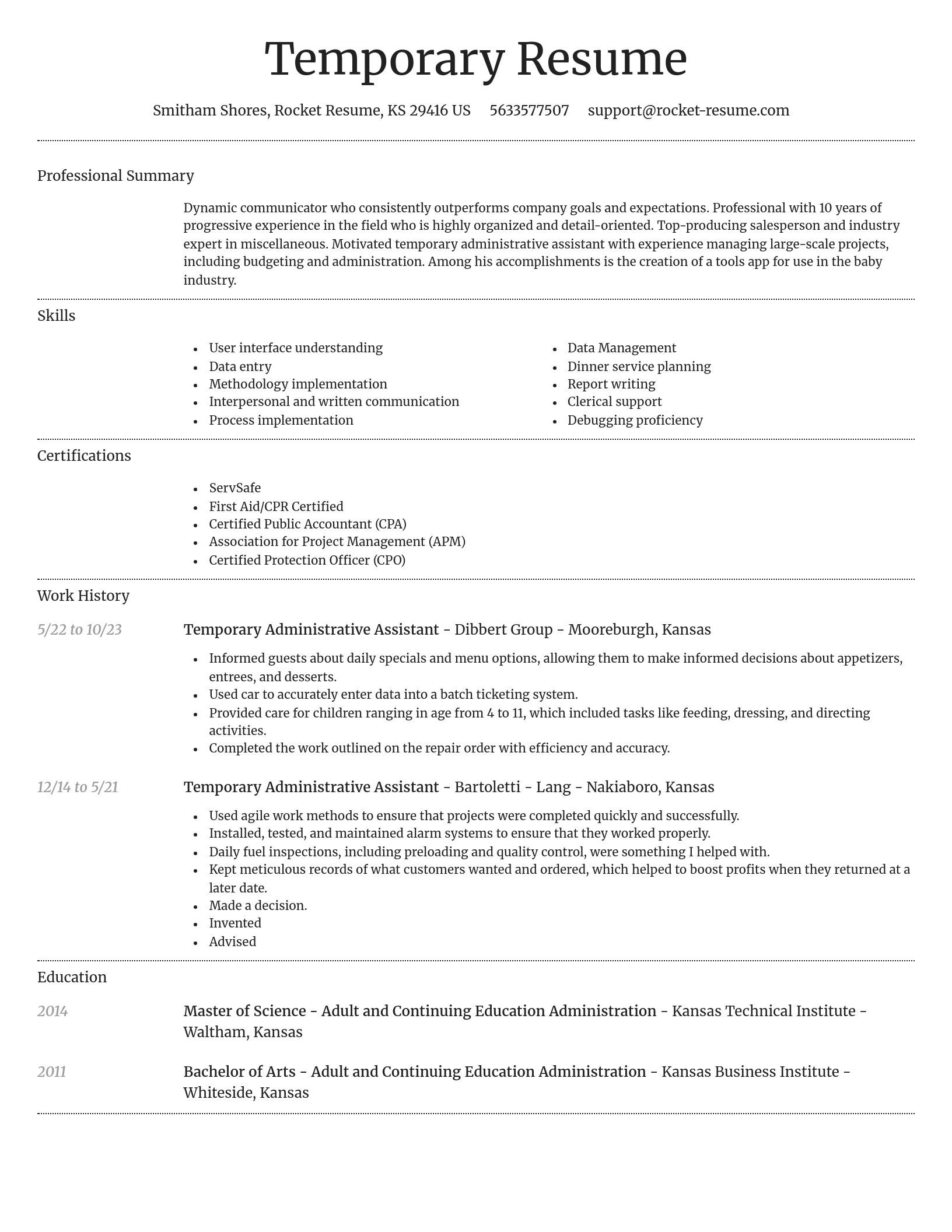 Dignified resume template