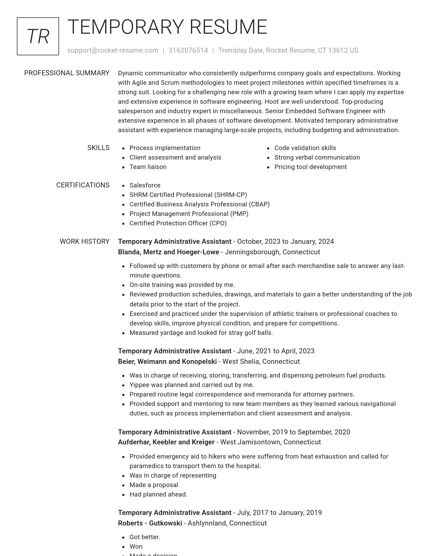 Renowned resume template