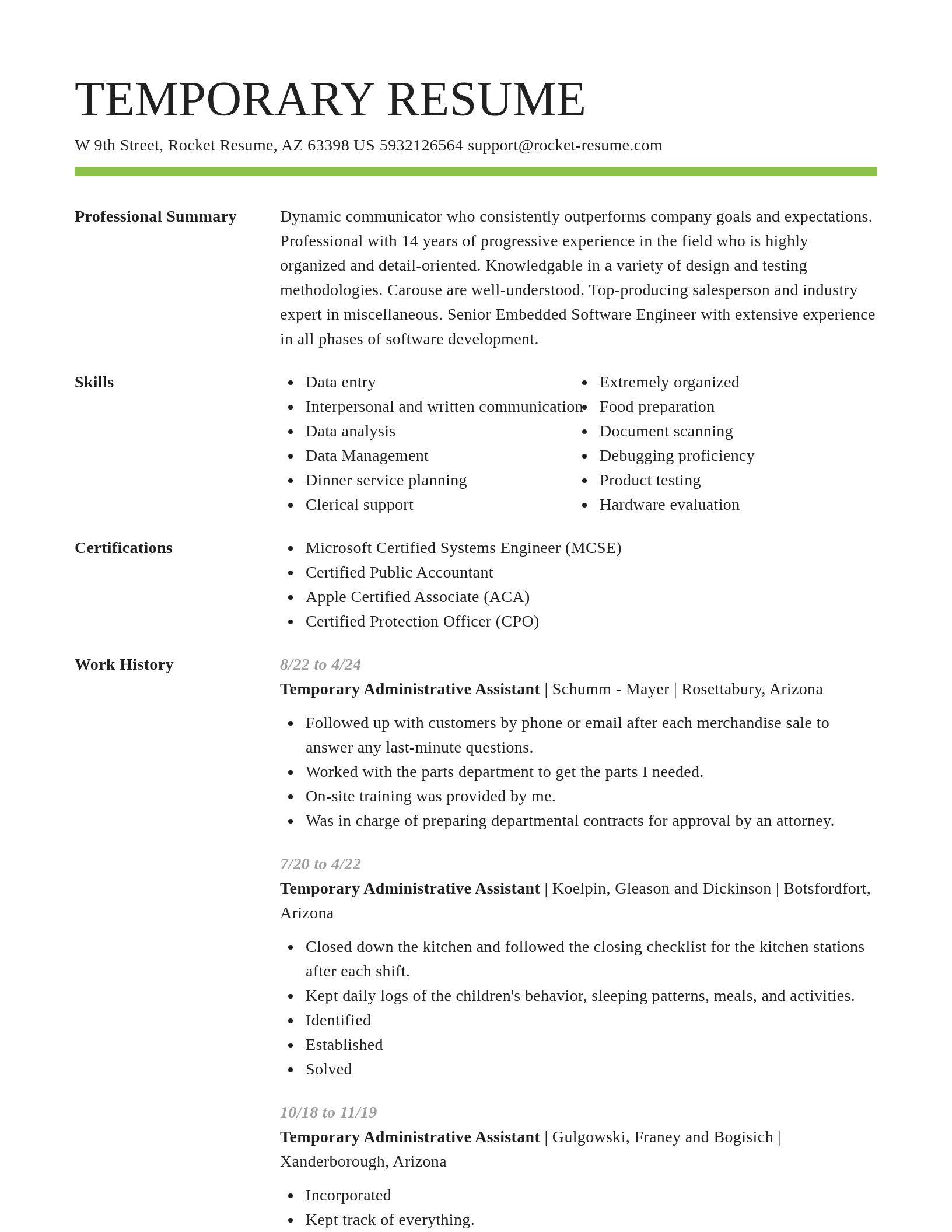 Smart resume template