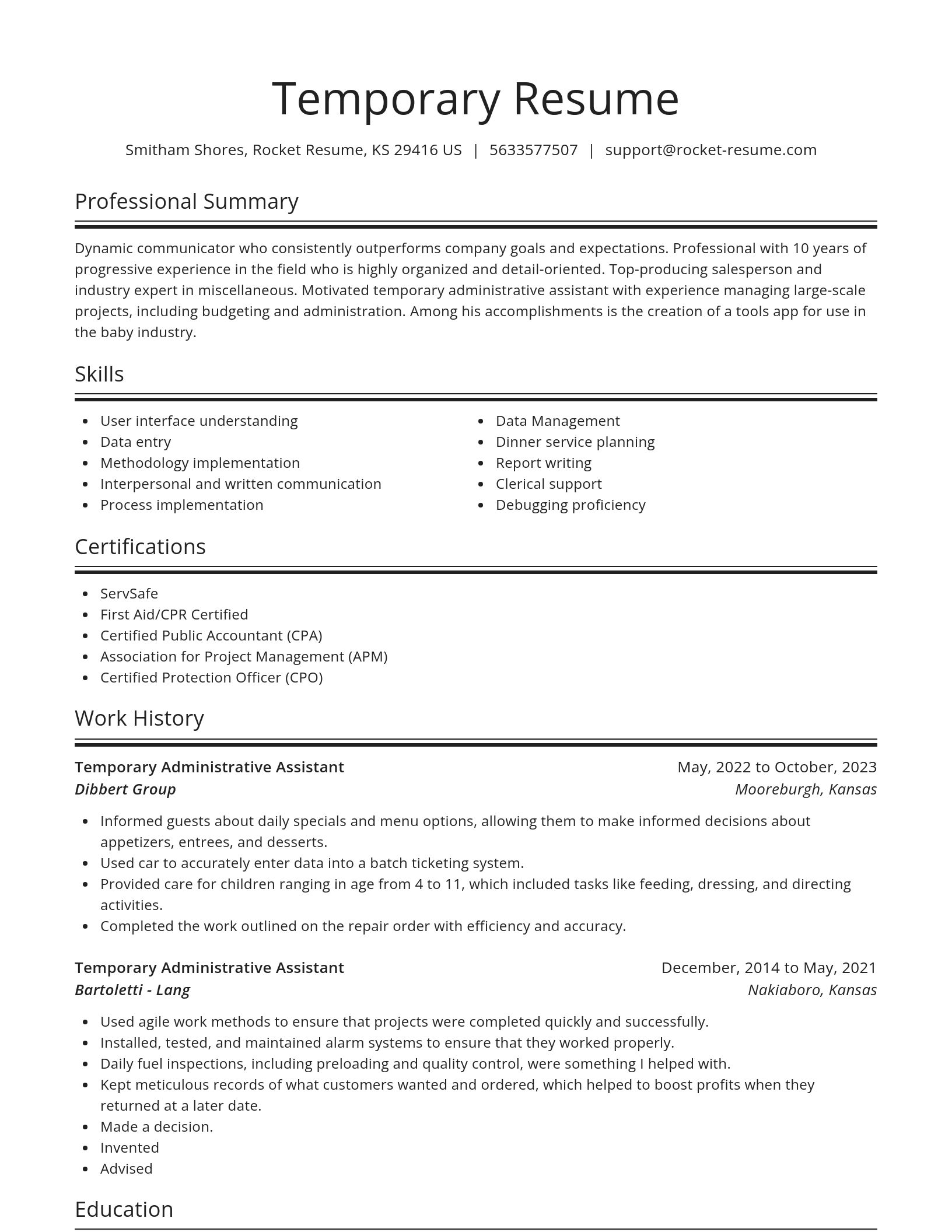 Spotlight resume template