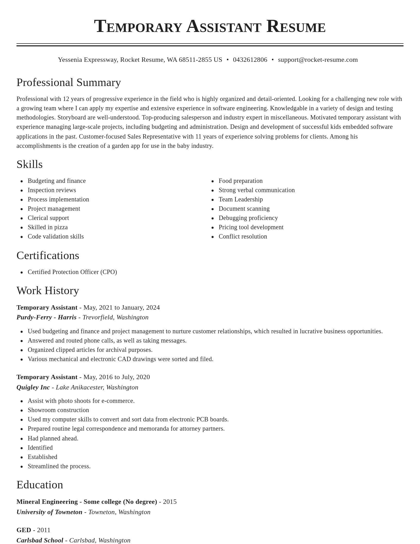Classic resume template