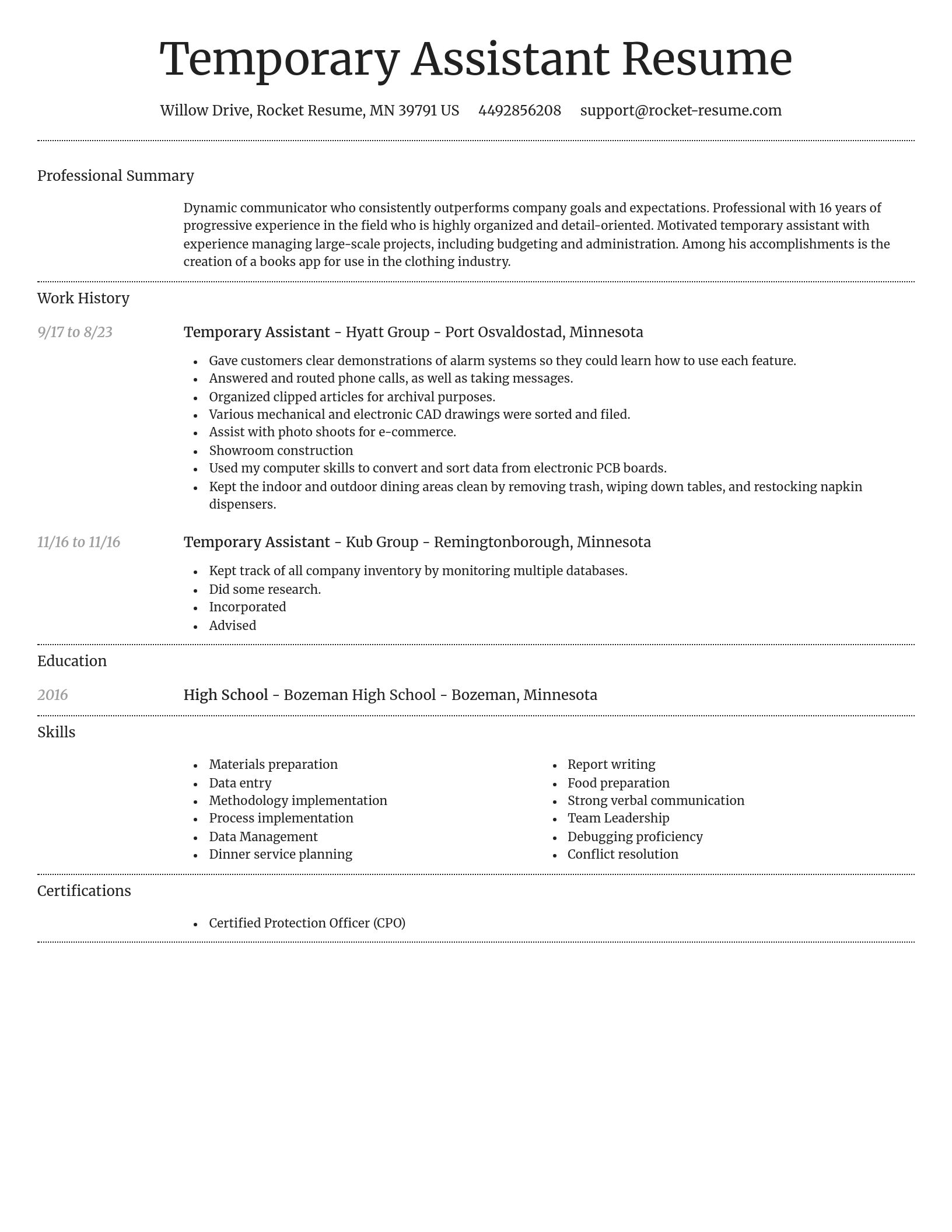 Dignified resume template