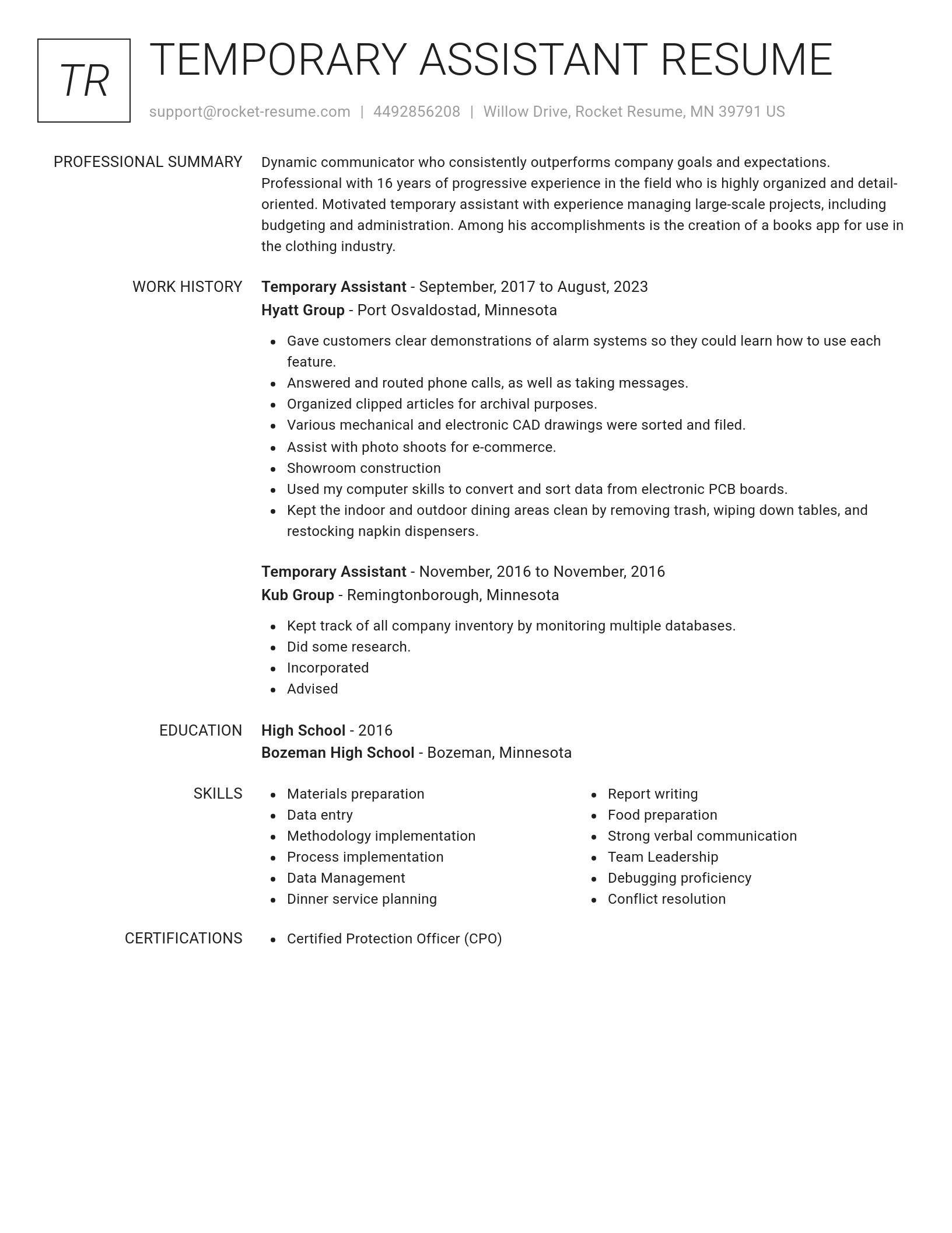 Renowned resume template