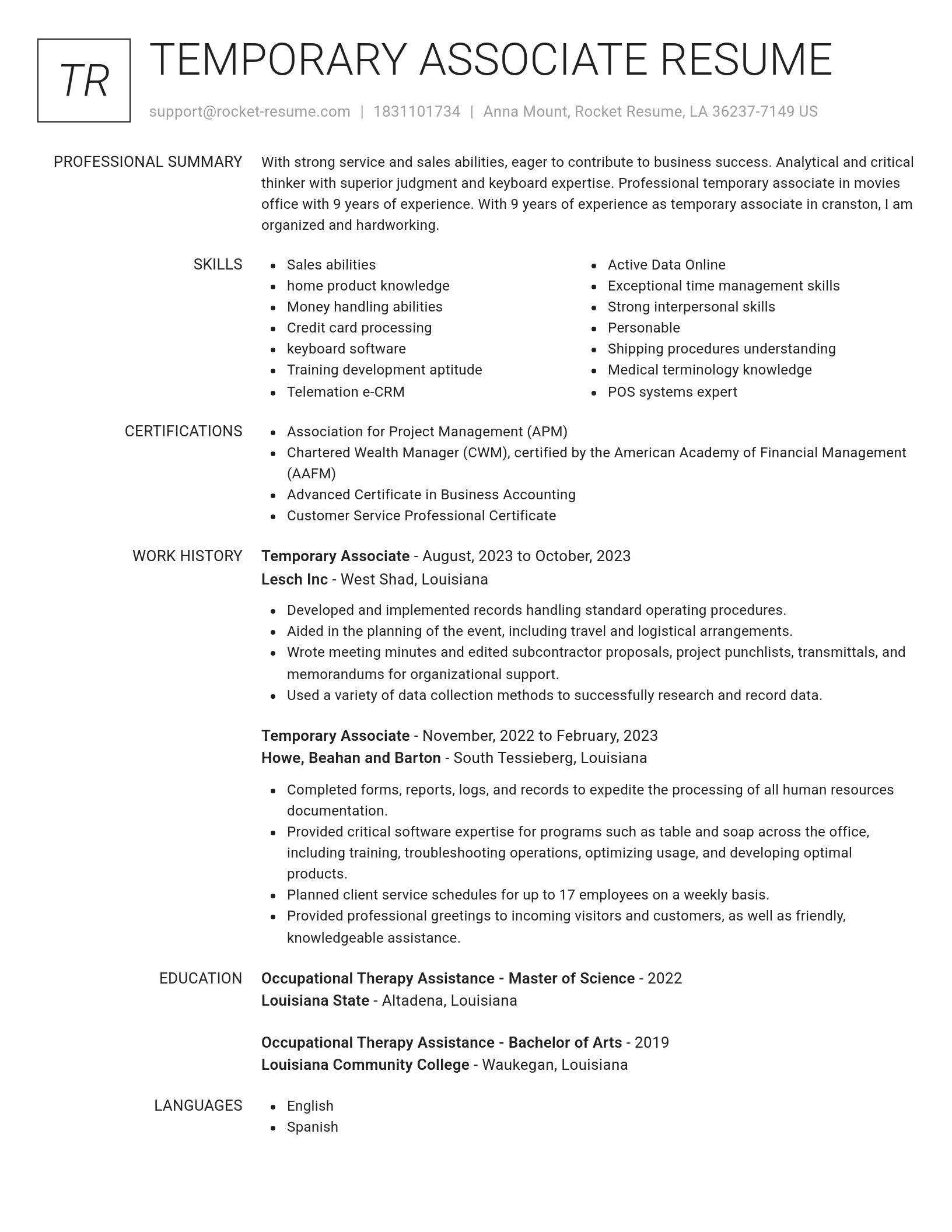 Renowned resume template