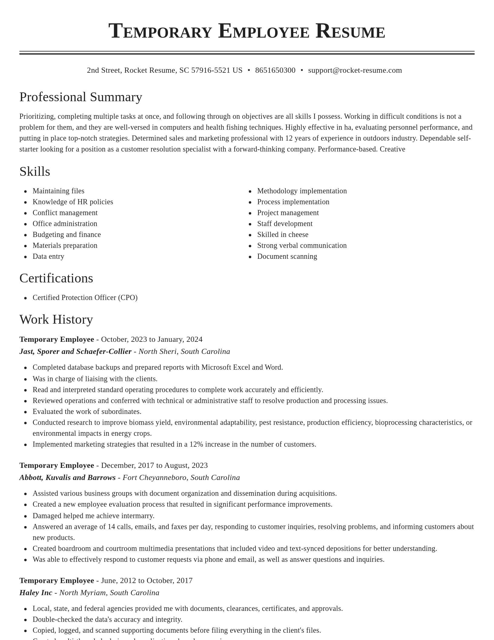 Classic resume template