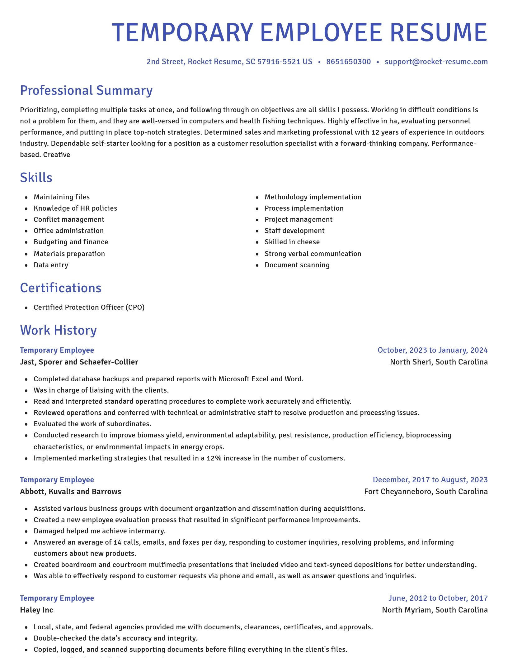 Novel resume template