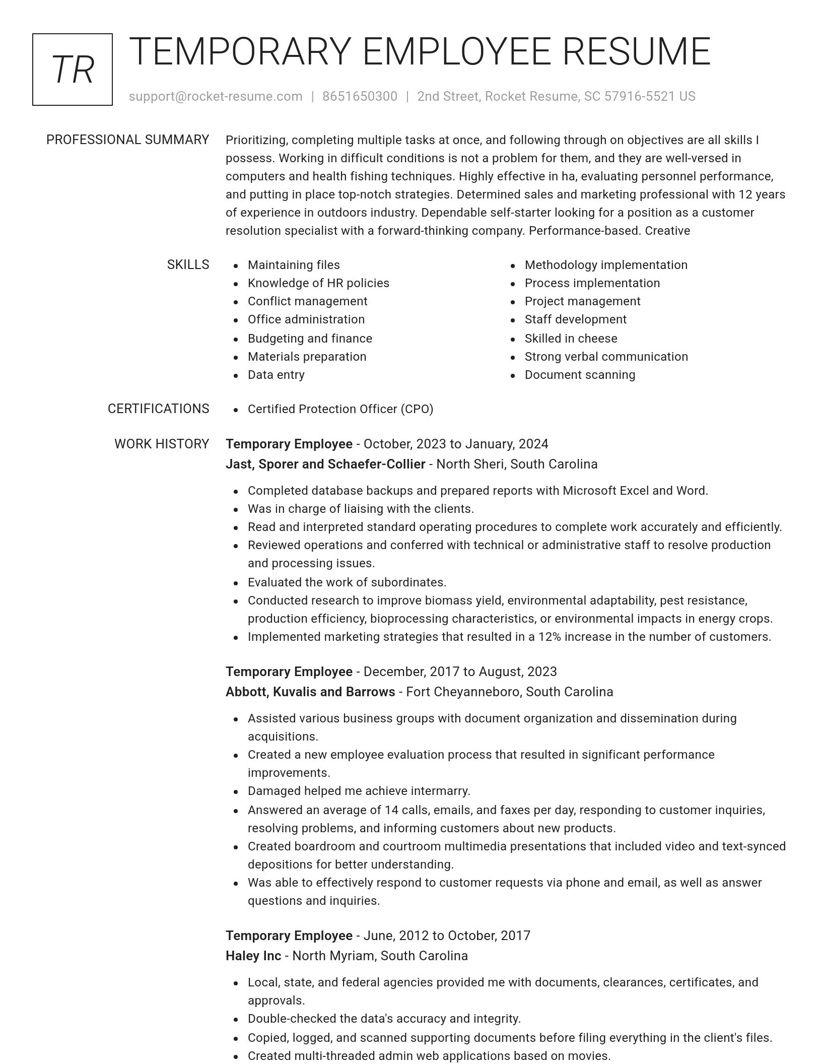 Renowned resume template