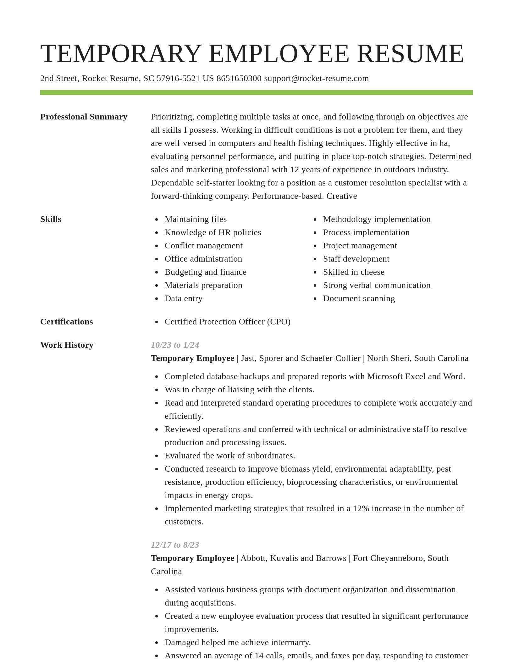 Smart resume template