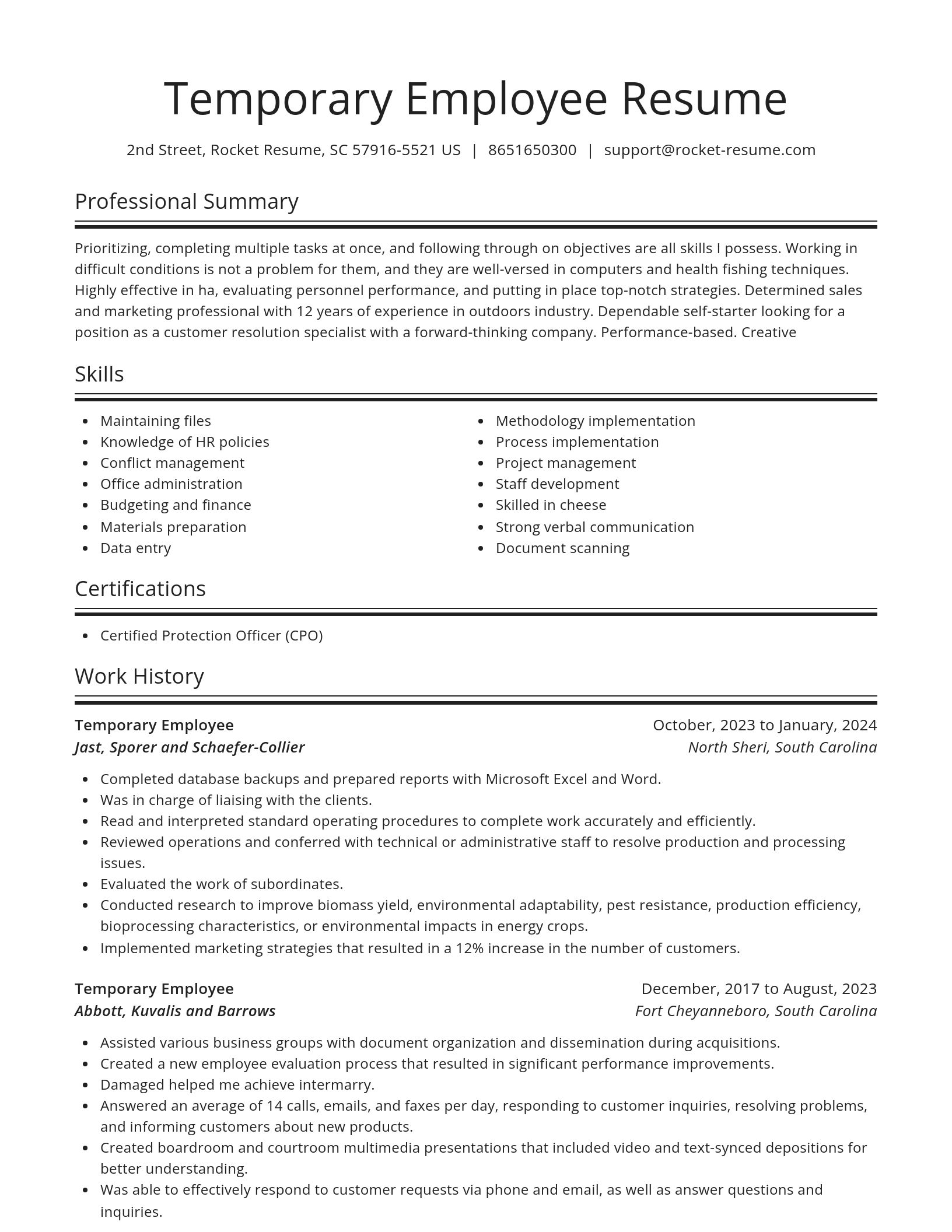 Spotlight resume template