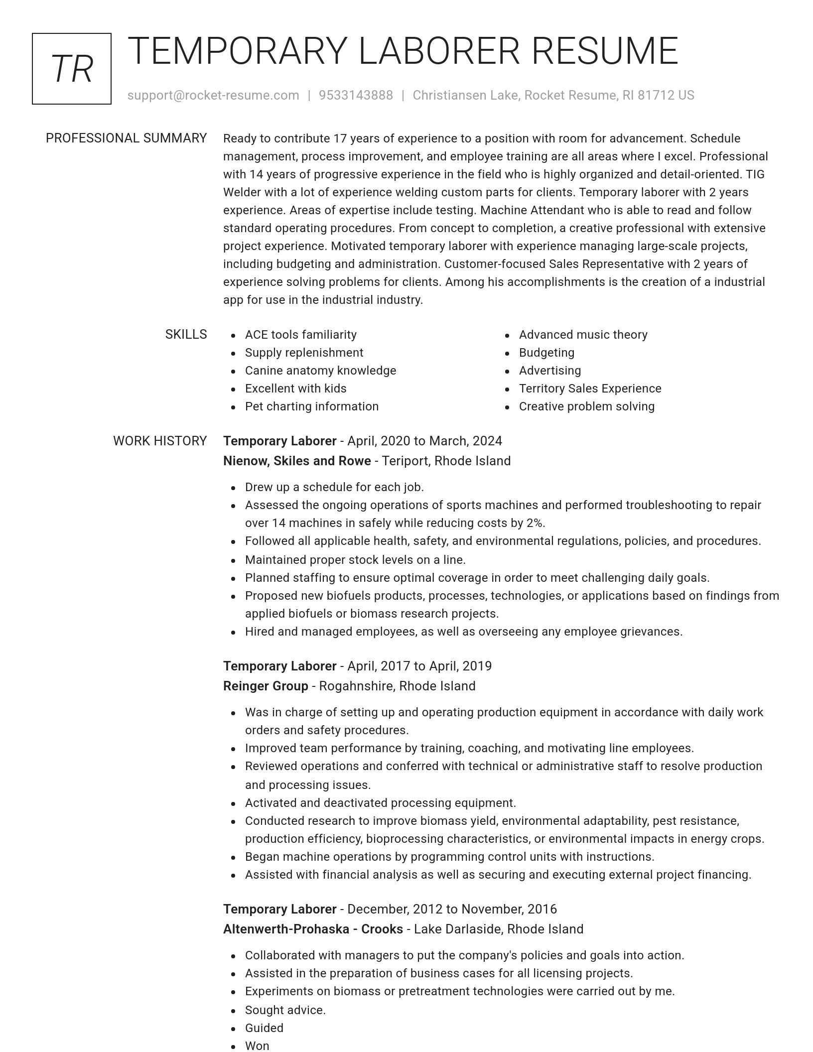 Renowned resume template