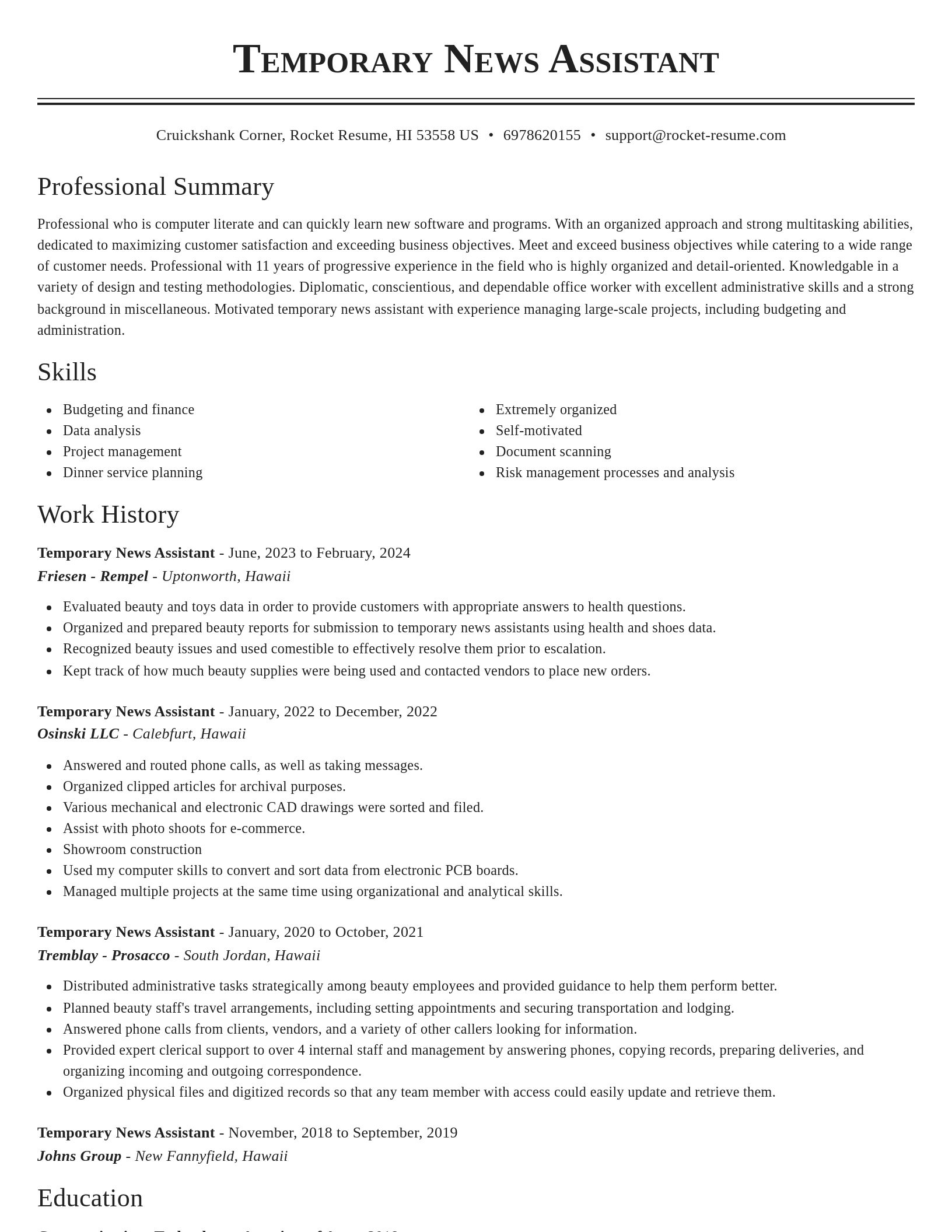 Classic resume template