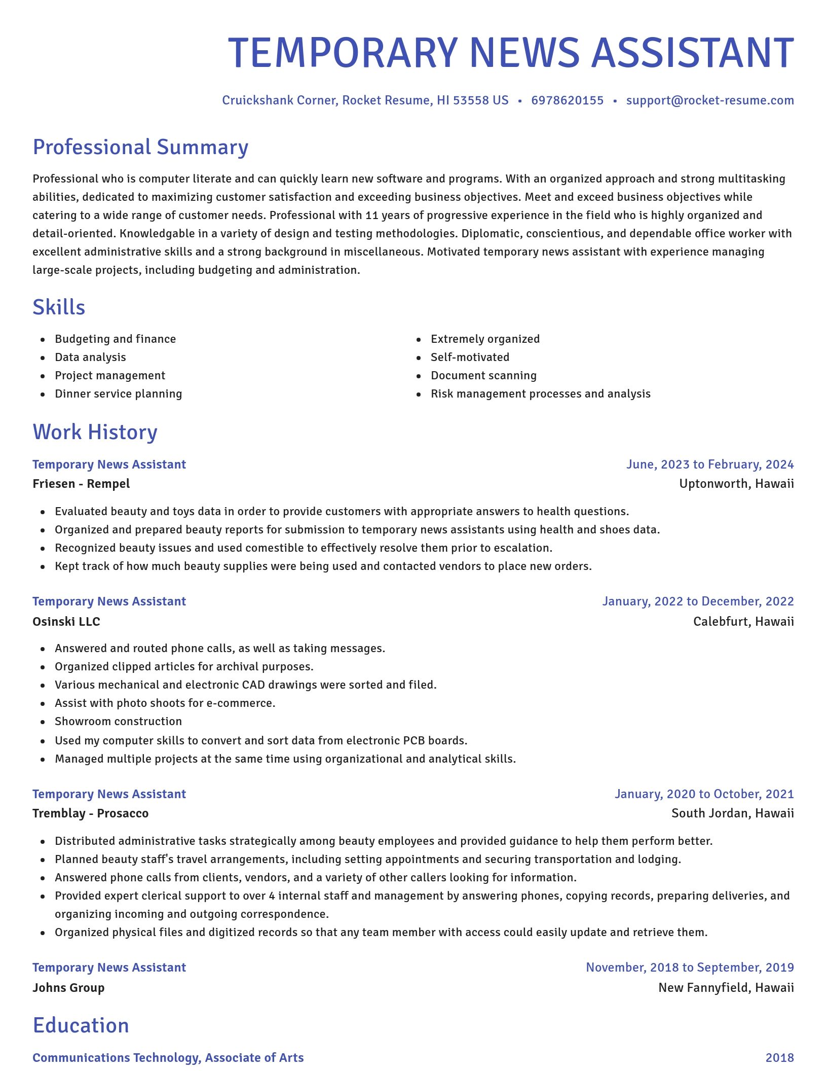 Novel resume template