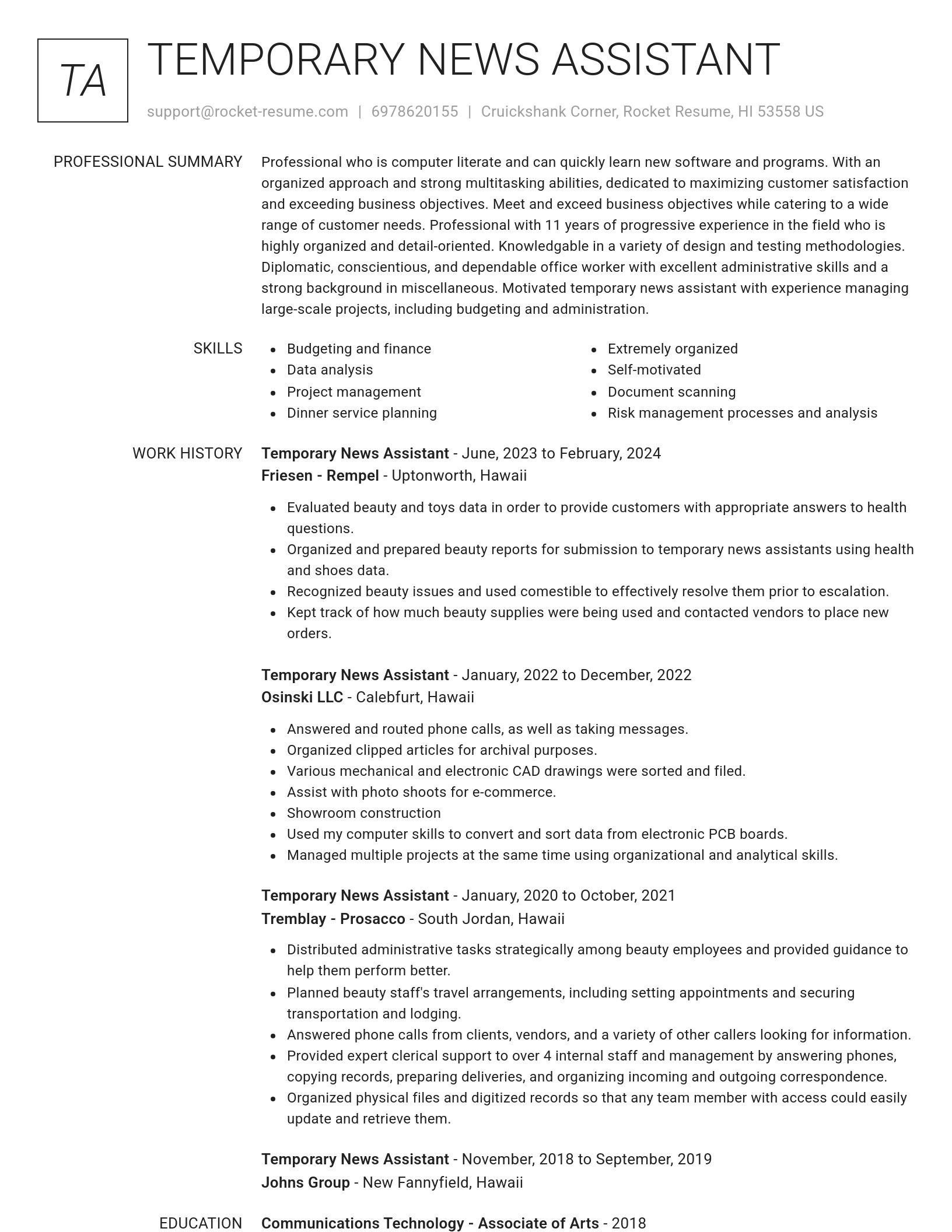 Renowned resume template