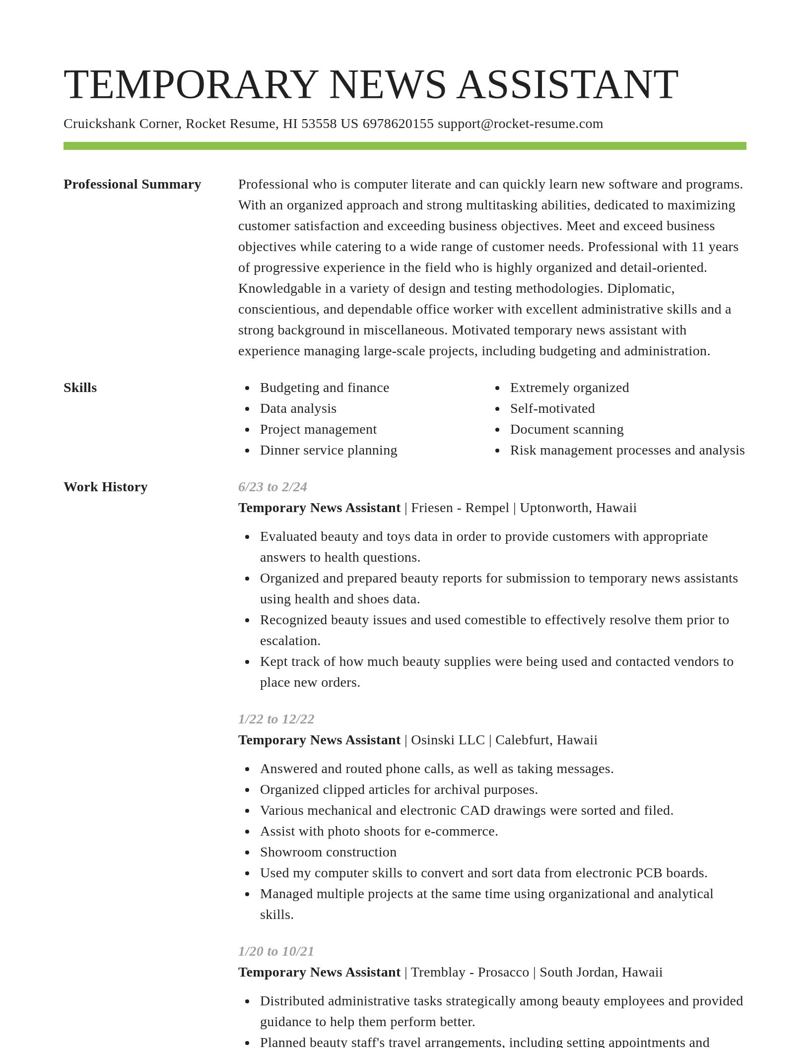 Smart resume template