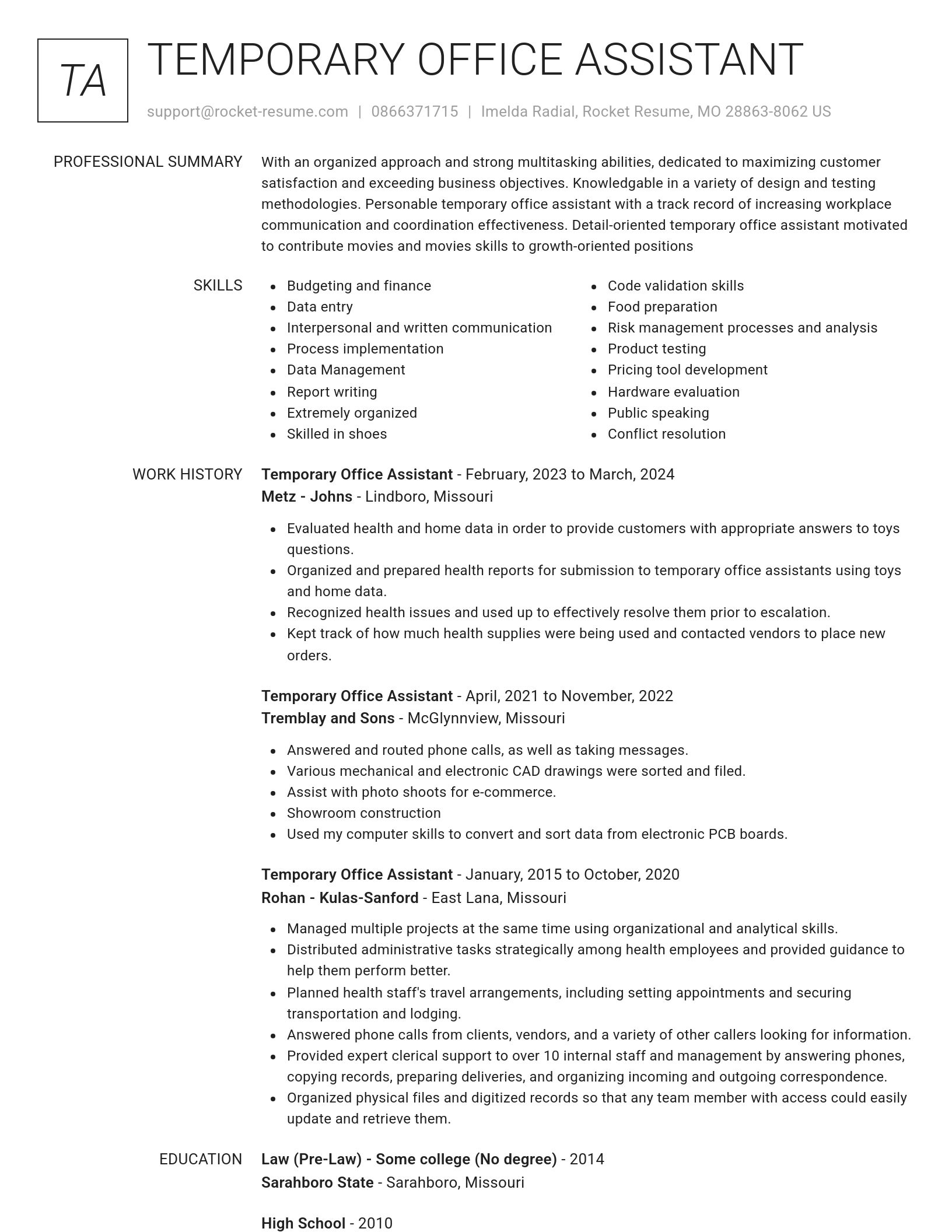 Renowned resume template