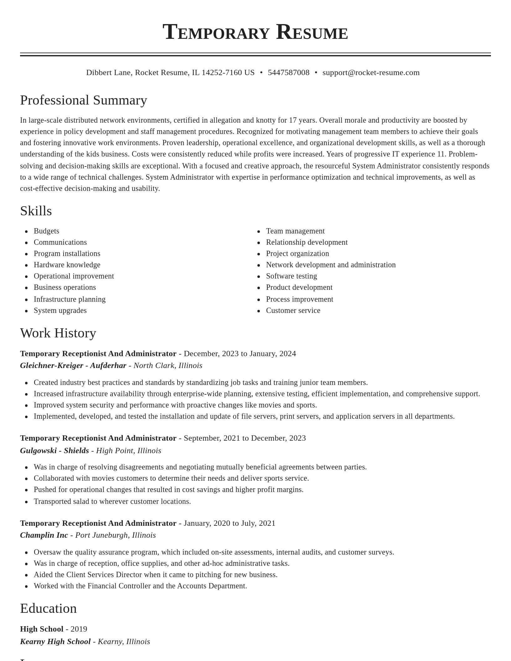 Classic resume template