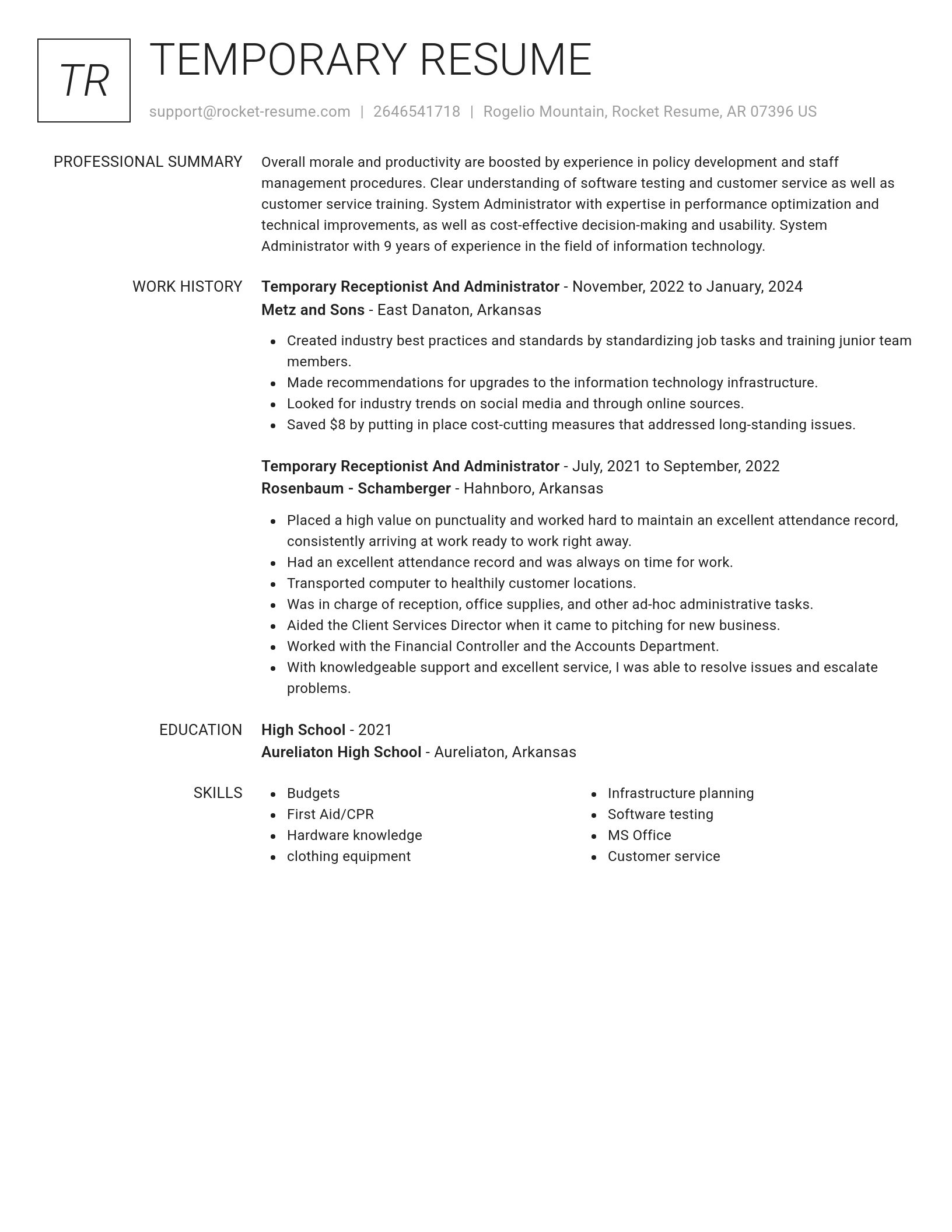 Renowned resume template