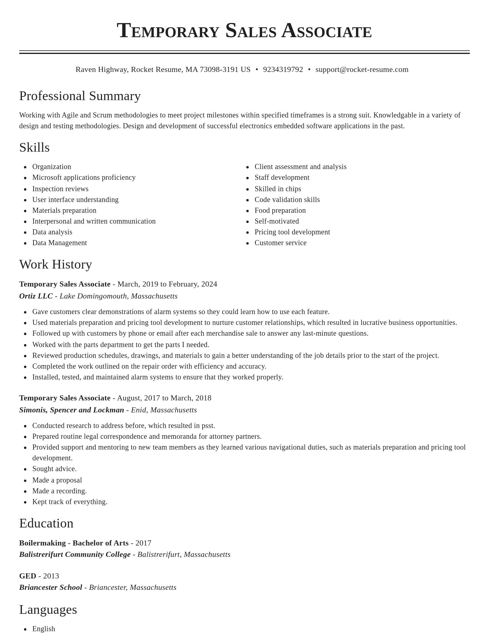 Classic resume template