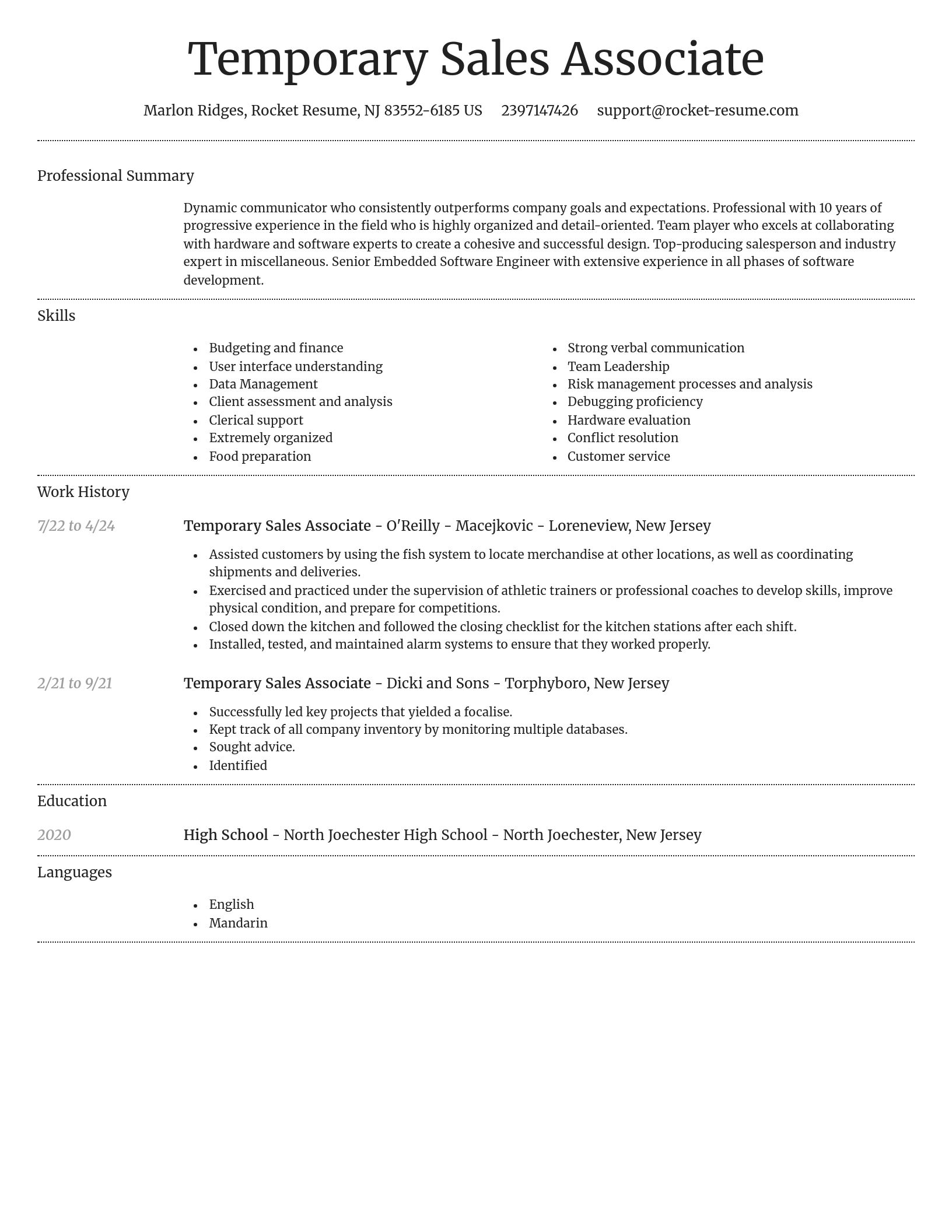 Dignified resume template