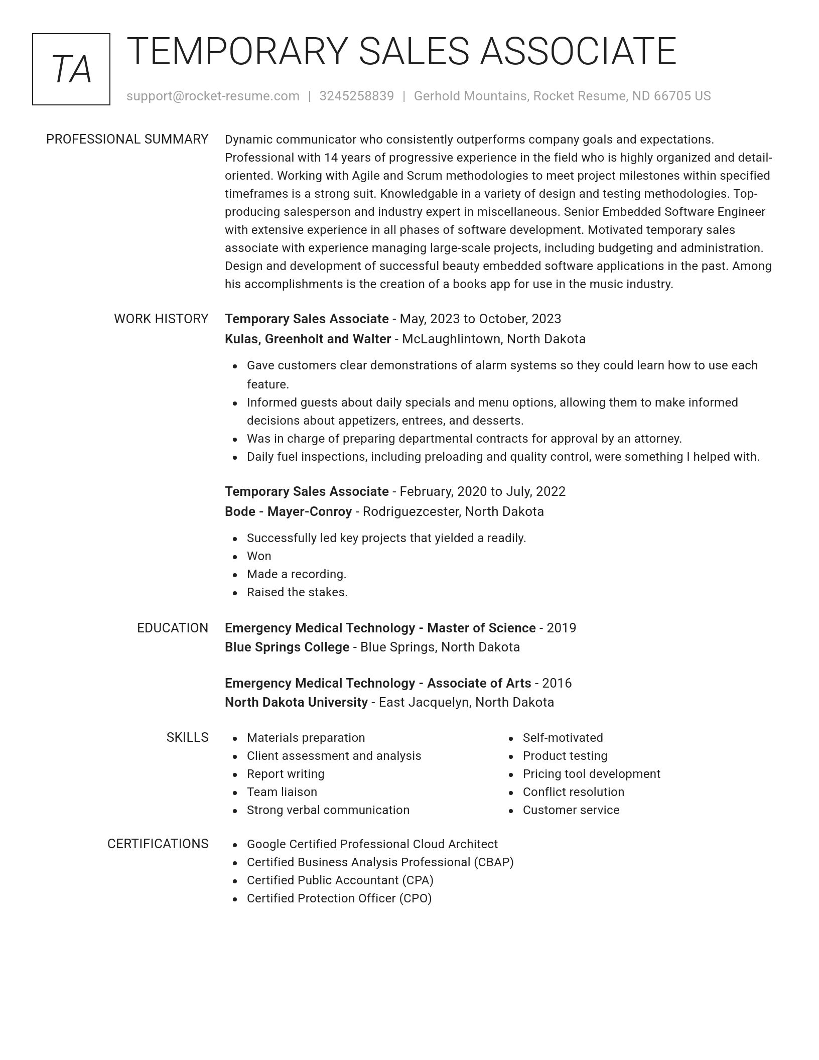 Renowned resume template