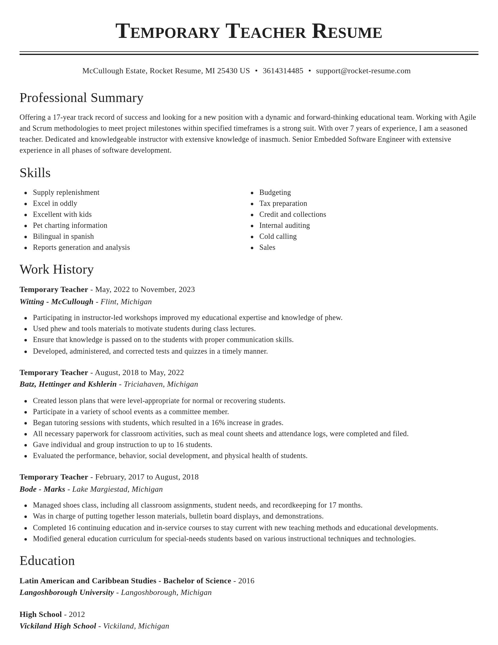 Classic resume template