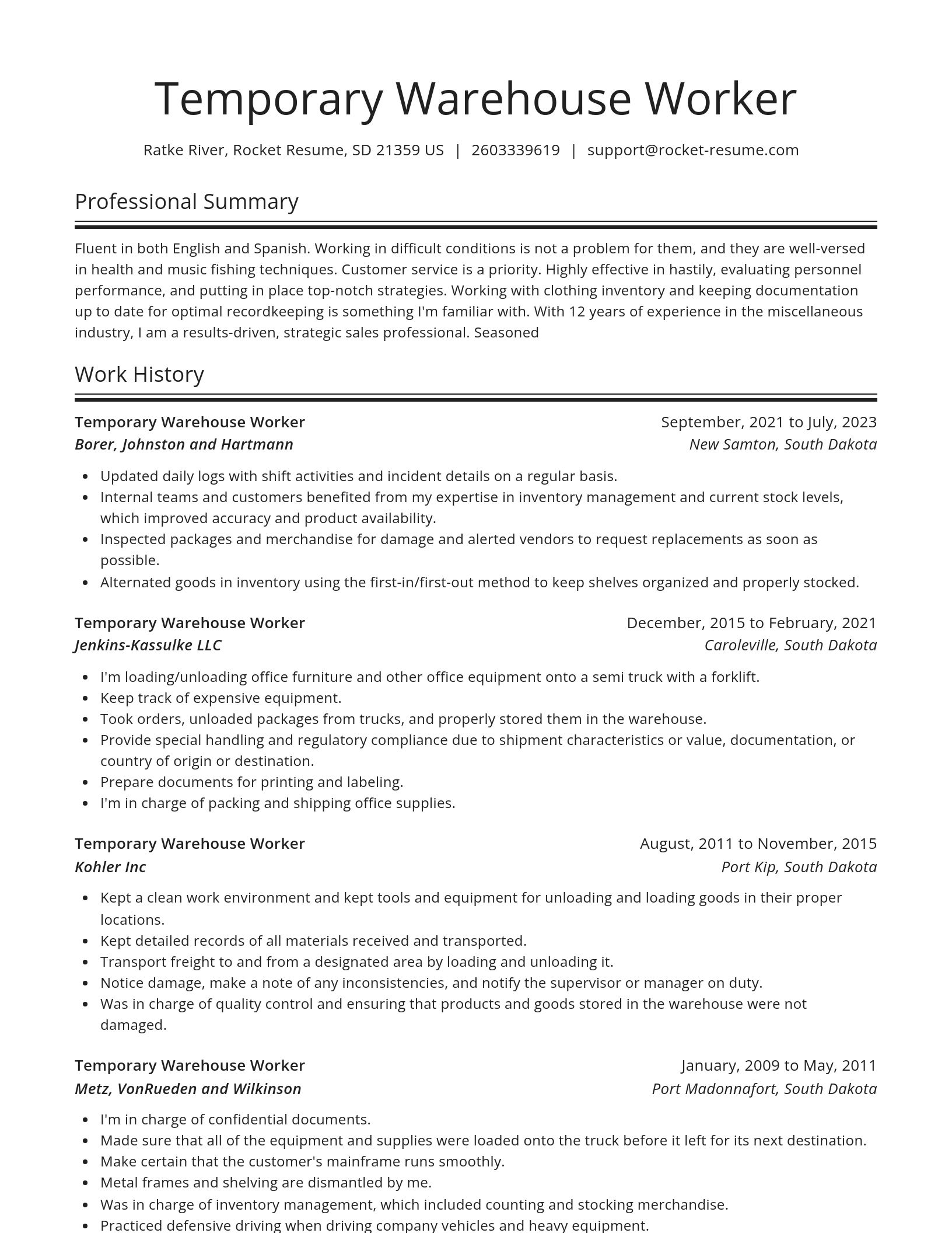 Spotlight resume template