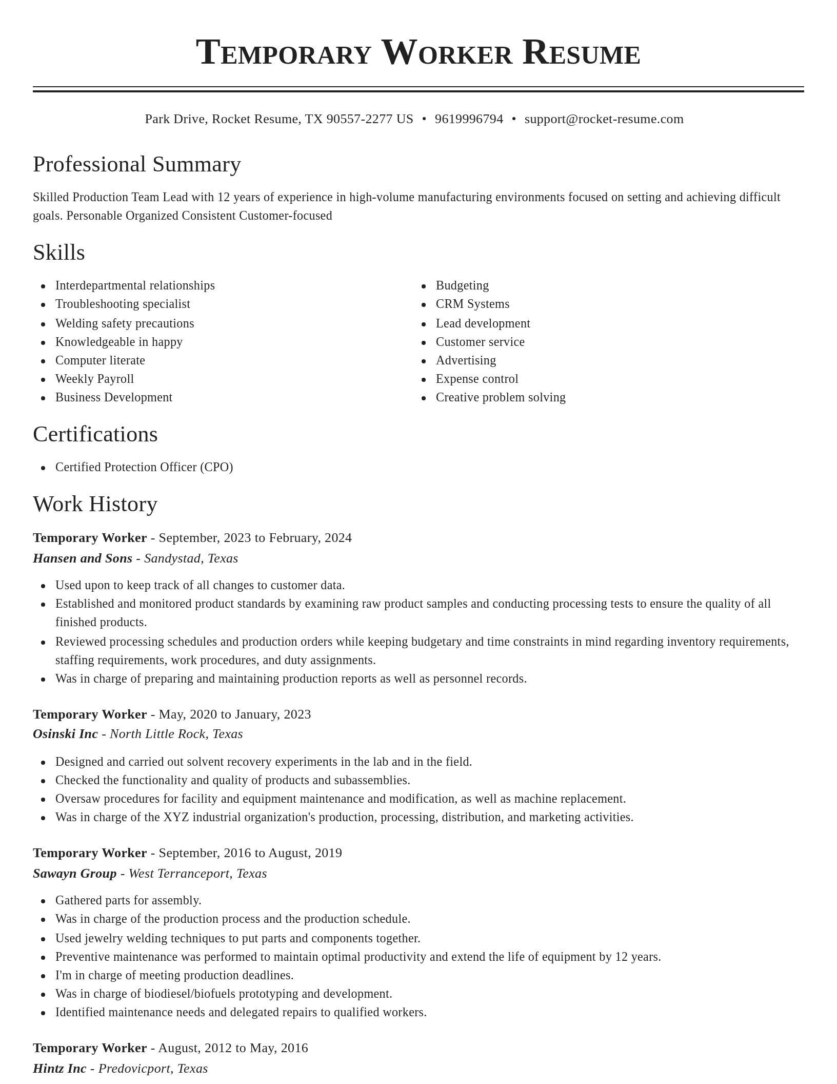 Classic resume template