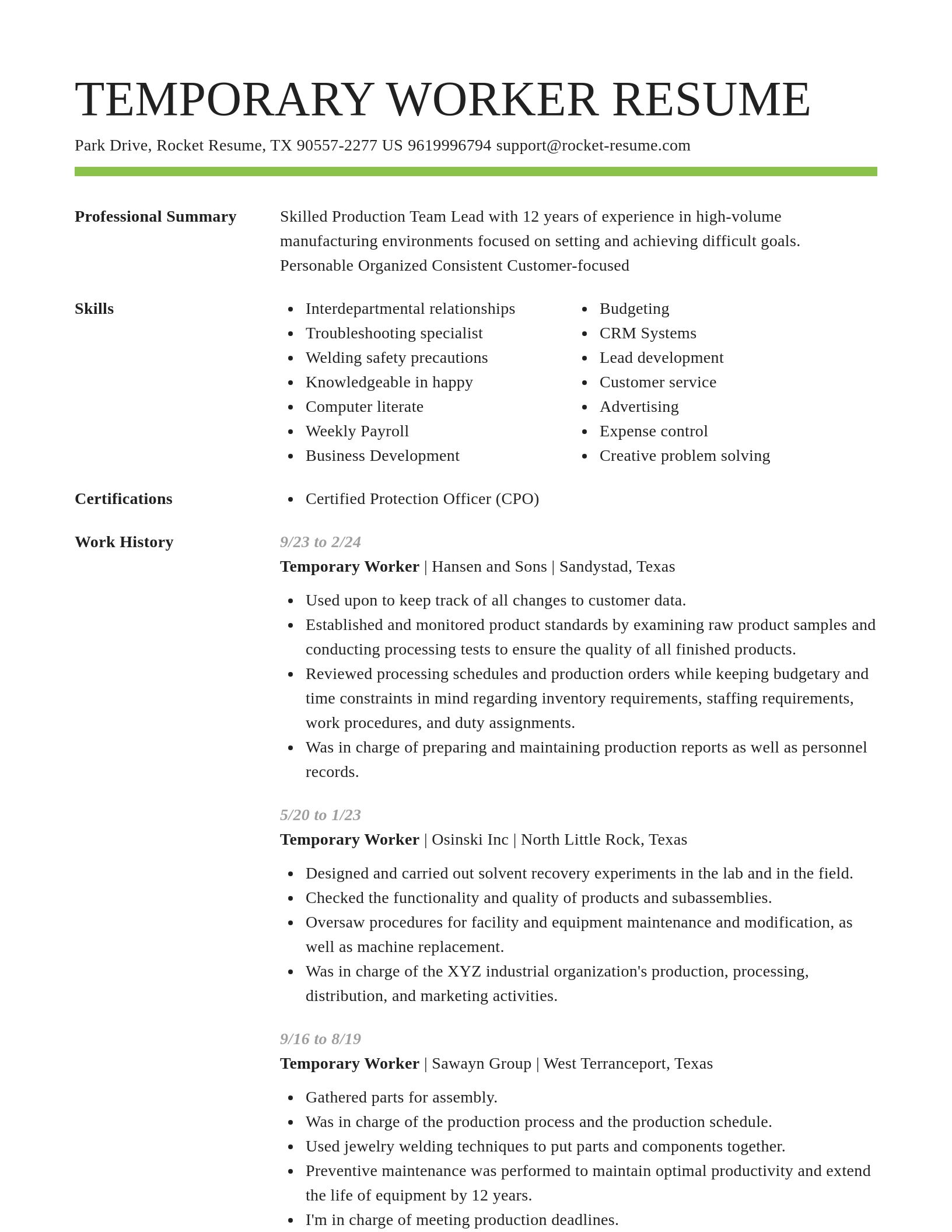 Smart resume template