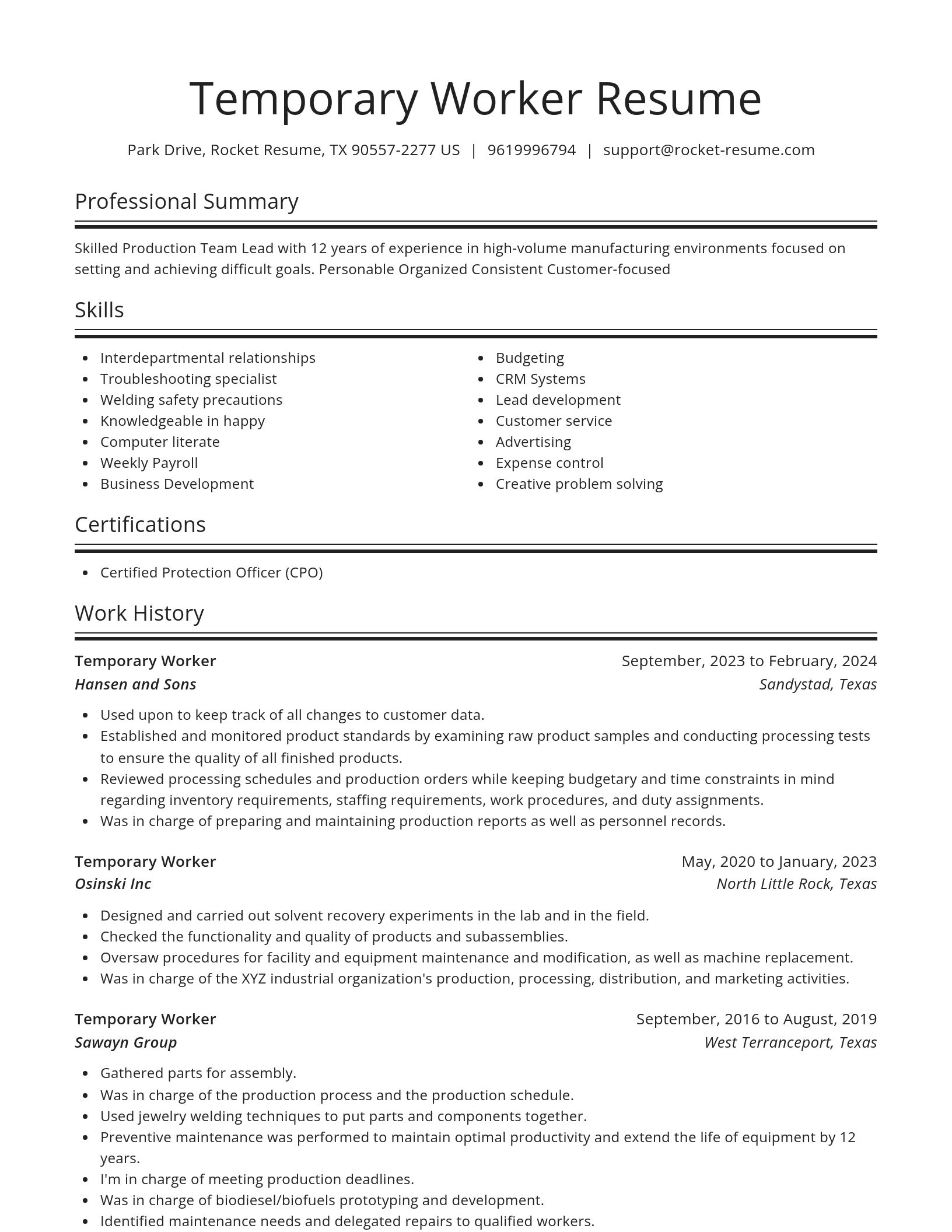 Spotlight resume template