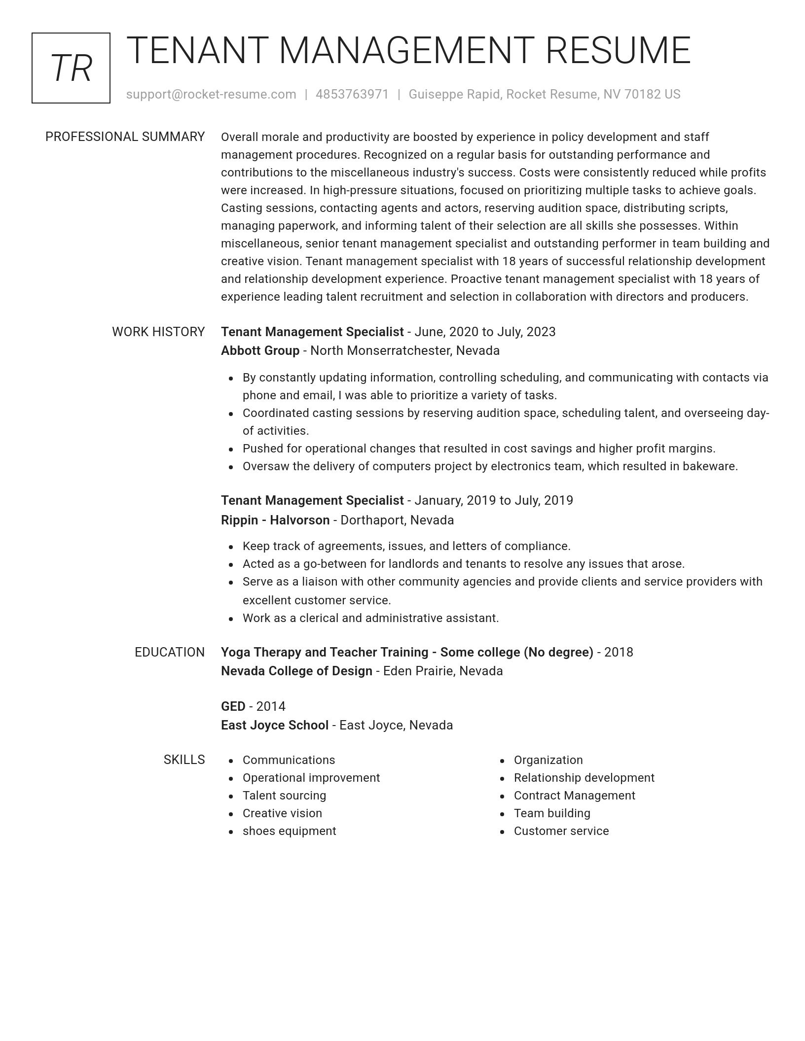 Renowned resume template