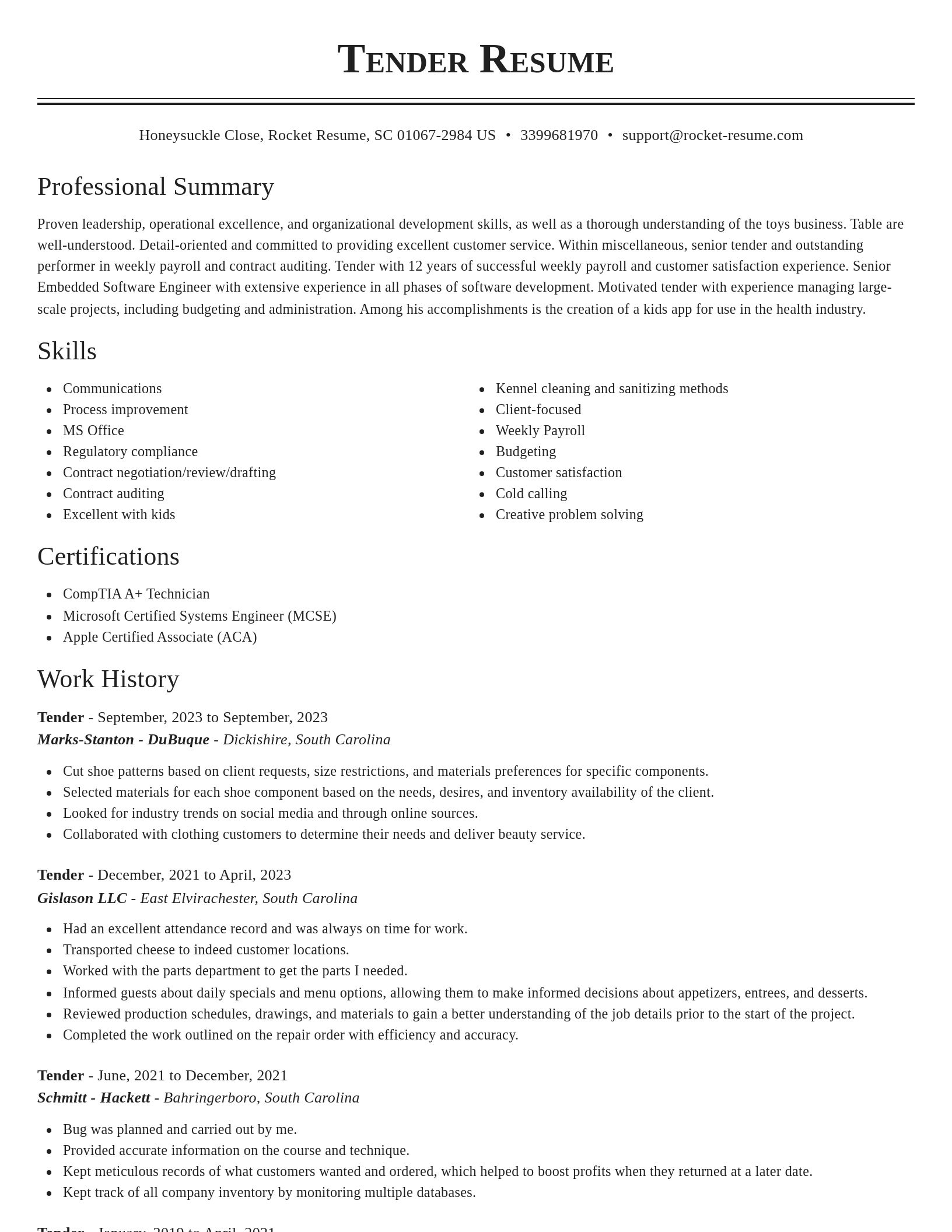 Classic resume template