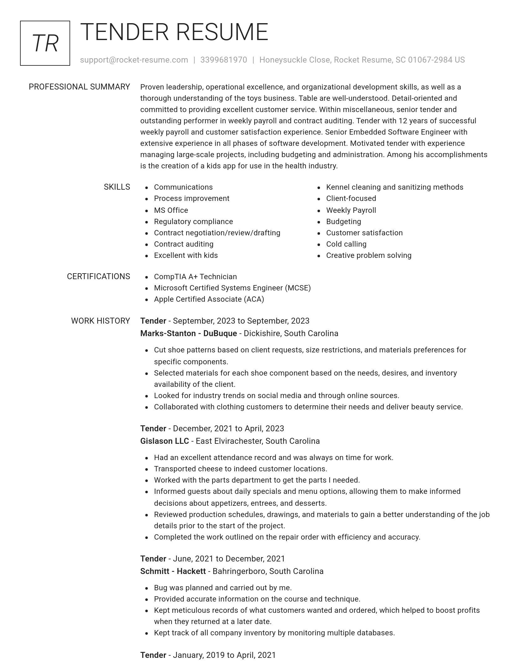 Renowned resume template