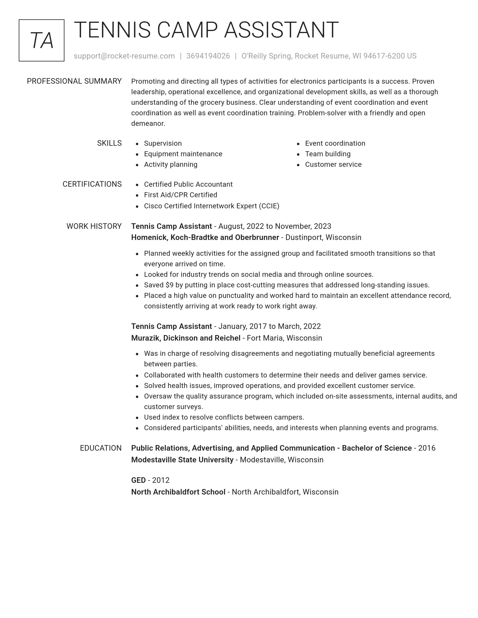 Renowned resume template
