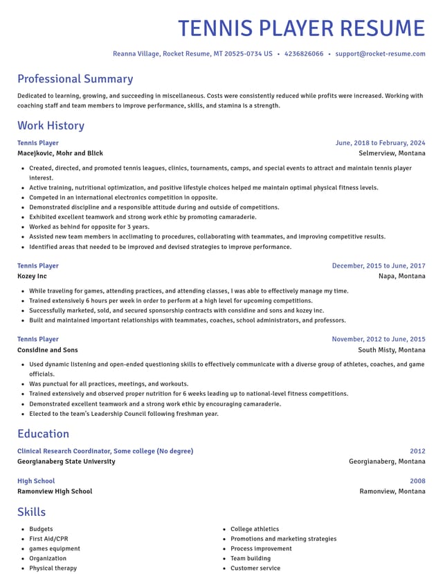 Novel resume template